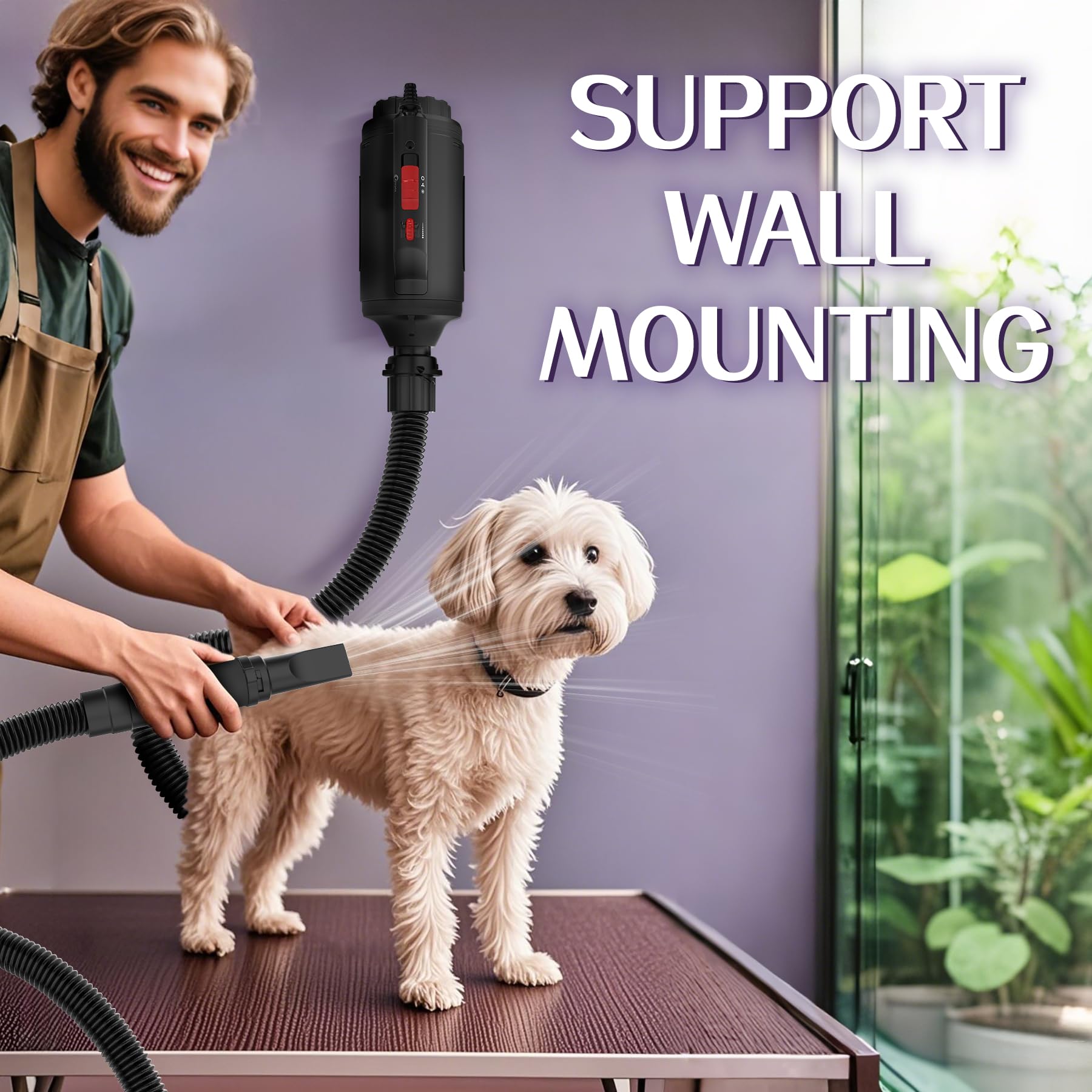 Dog Dryer High Velocity Professional Dog/Pet Grooming Force Hair Dryer/Blower (Smd-06P) (Black)