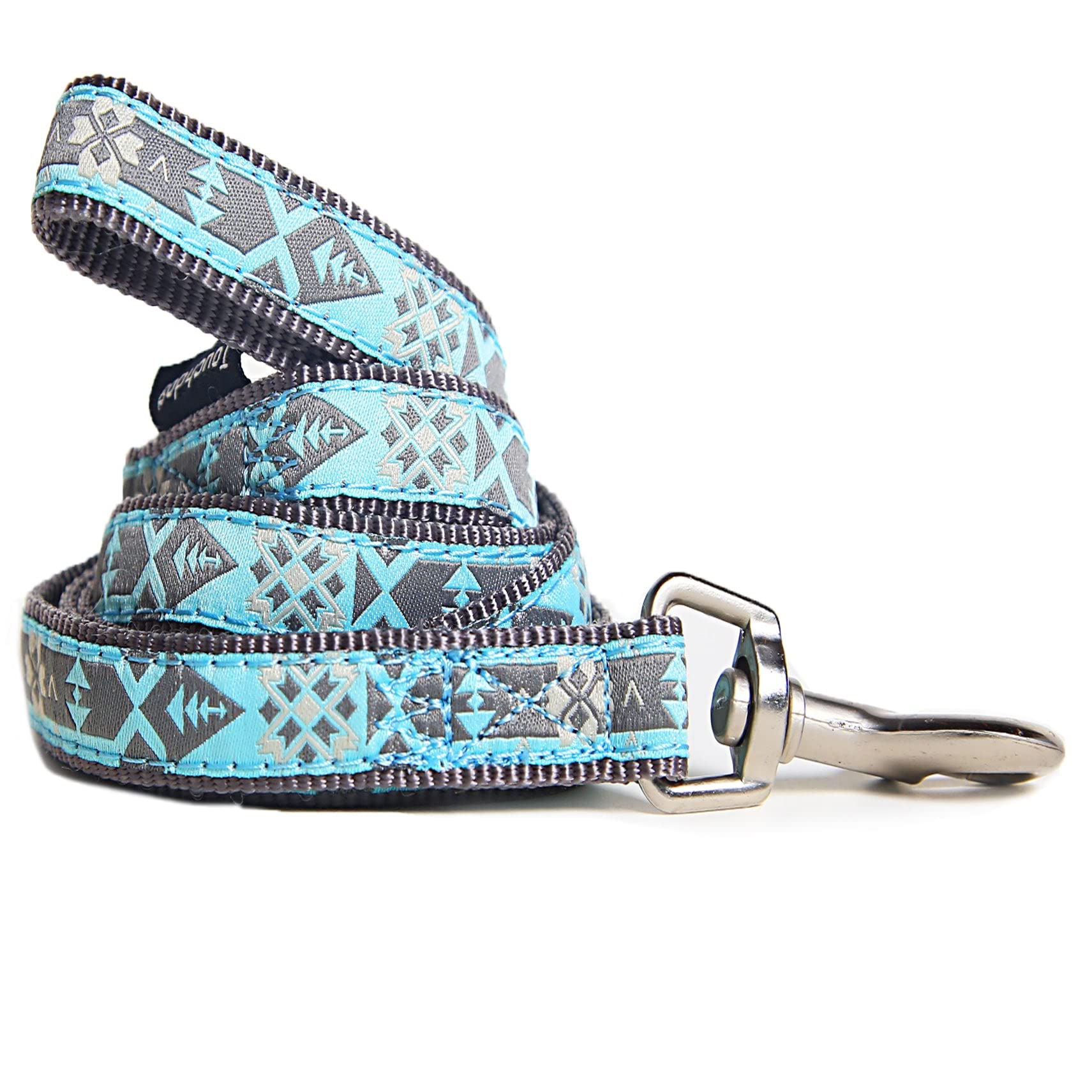 Touchdog 'Shape Patterned' Tough Stitched Embroidered Collar And Leash, Small, Blue