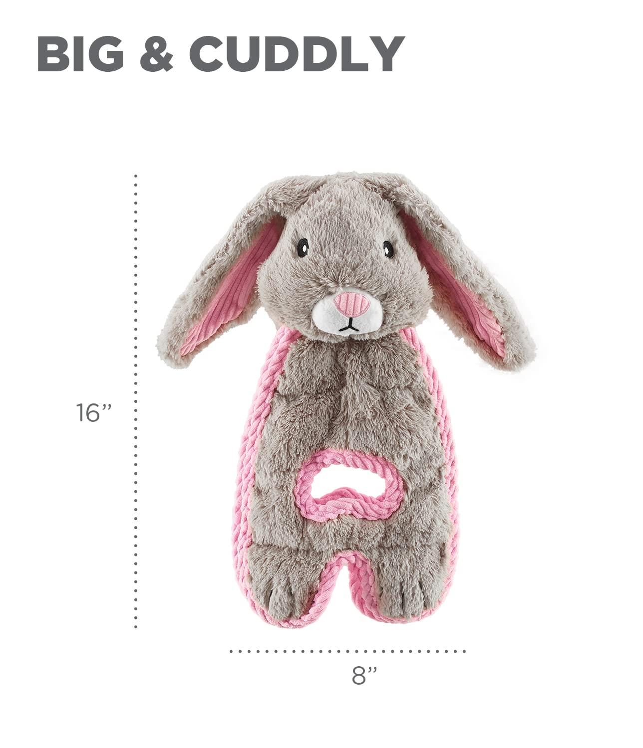 Charming Pet Cuddle Tugs Bunny Plush Squeaky Dog Toy