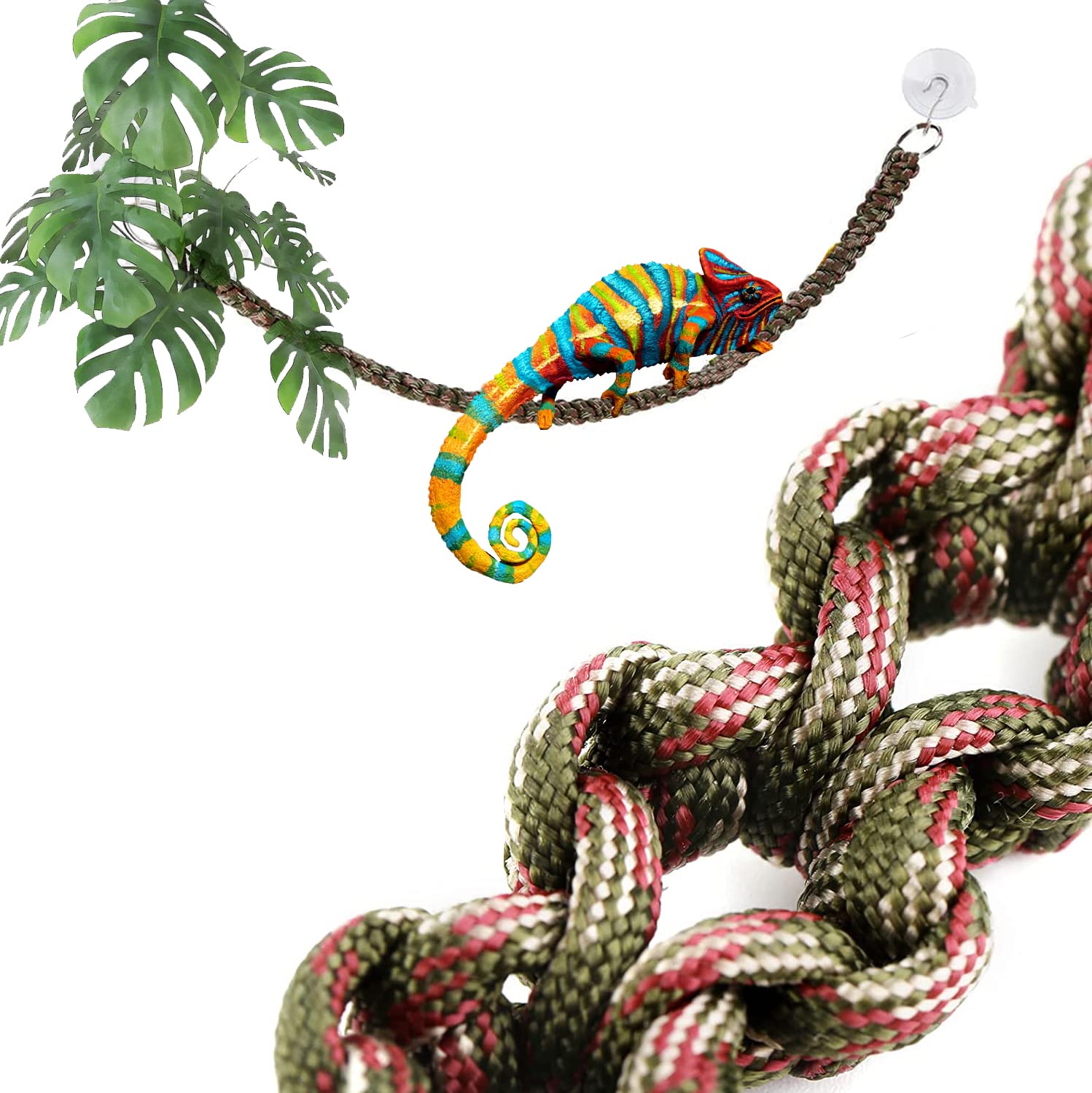 Abizoo Gecko Climbing Branch 23'' Length,Hermit Crab Toy Chameleon Case Accessories,2 Piece Snake Habitat Terrarium Decor Vine W