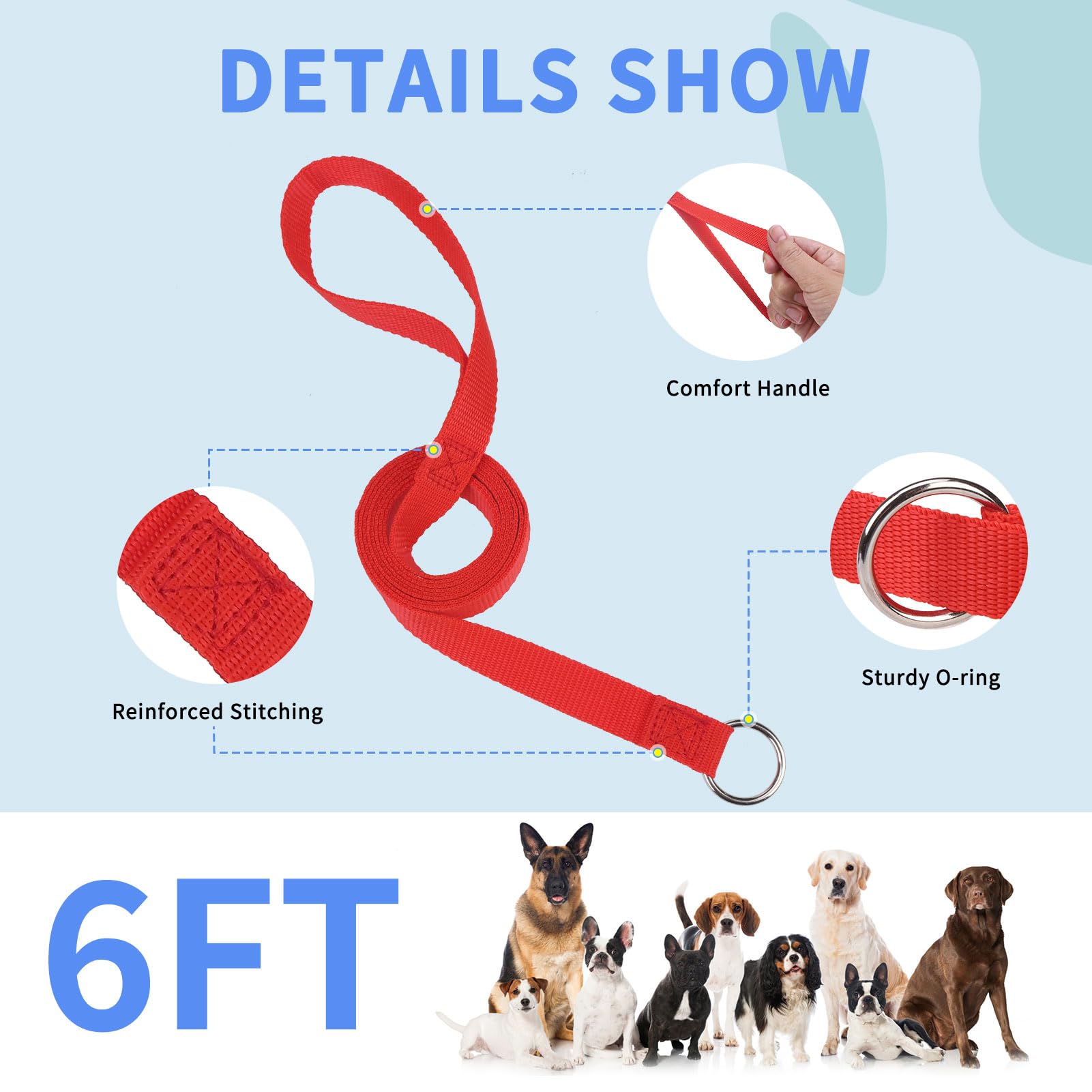 Homimp Slip Lead Dog Leash 6 Ft- 24 Pcs Bulk Colors Kennel Control Leashes For Small Medium Large Dogs Puppy Animal Rescue, Groo