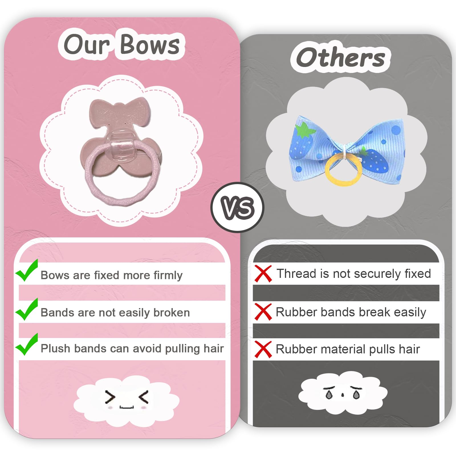 20 Pcs Light Pink Small Dog Hair Bows With Rubber Bands Puppy Bows For Ears Cute Grooming Flower Bowknot Strawberries Topknot Do