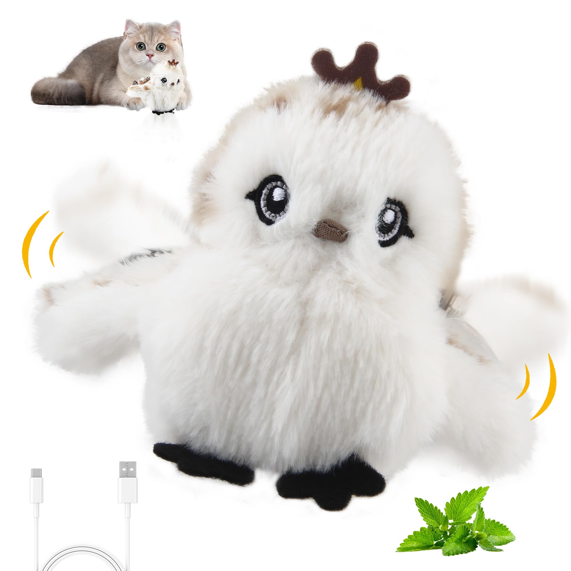 Gigwi Interactive Cat Toys For Indoor Cats, Flapping And Chirping Catnip Toys For Cat Exercise, Automatic Cat Toy With Beating W