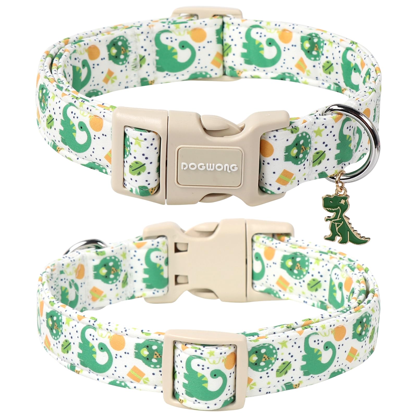 Dogwong Dinosaur Dog Collar- Cute Summer Dog Collars Adjustable Designer Puppy Dinosaur Dog Collar For Boy Male Small Medium Lar