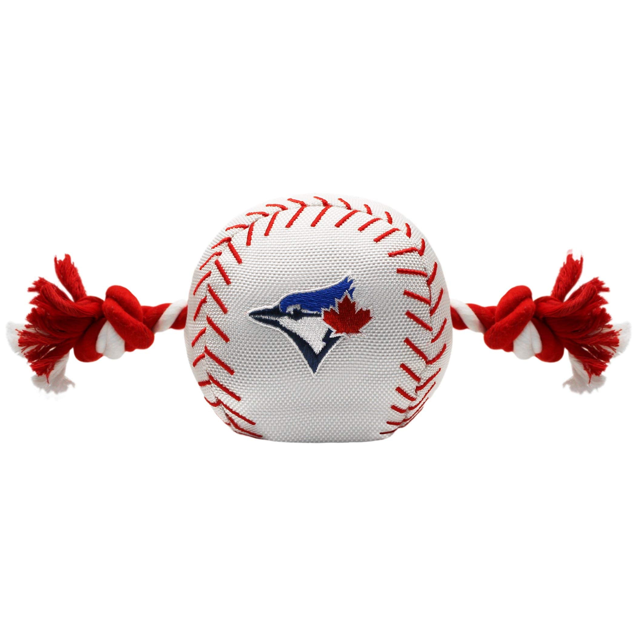 Mlb Toronto Blue Jays Baseball Rope Toy For Dogs & Cats. Tough Nylon, Sporty Baseball Design, Heavy-Duty Ropes With Inner Squeak