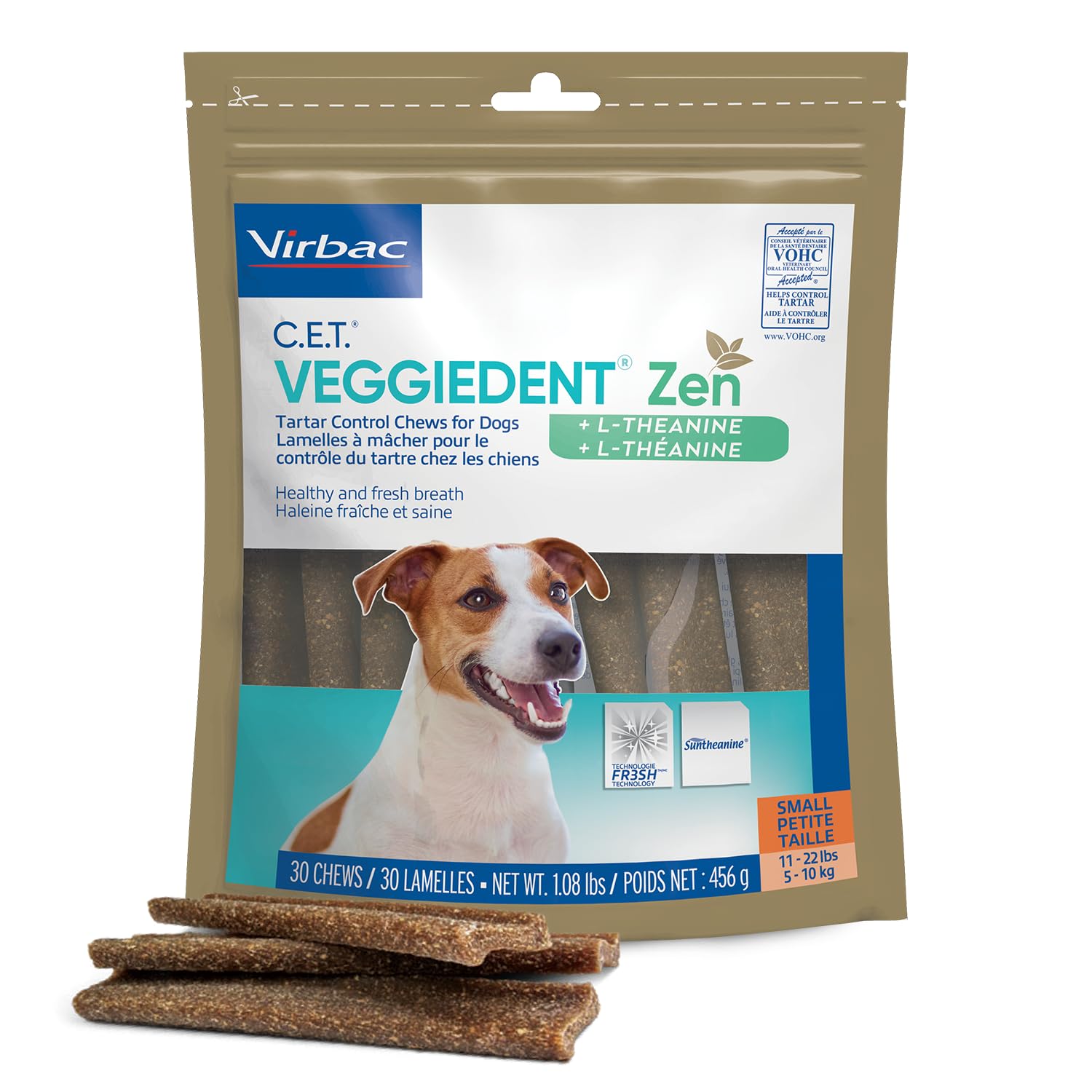 Virbac C.E.T. VEGGIEDENT Zen Tartar Control Chews for Dogs - Small