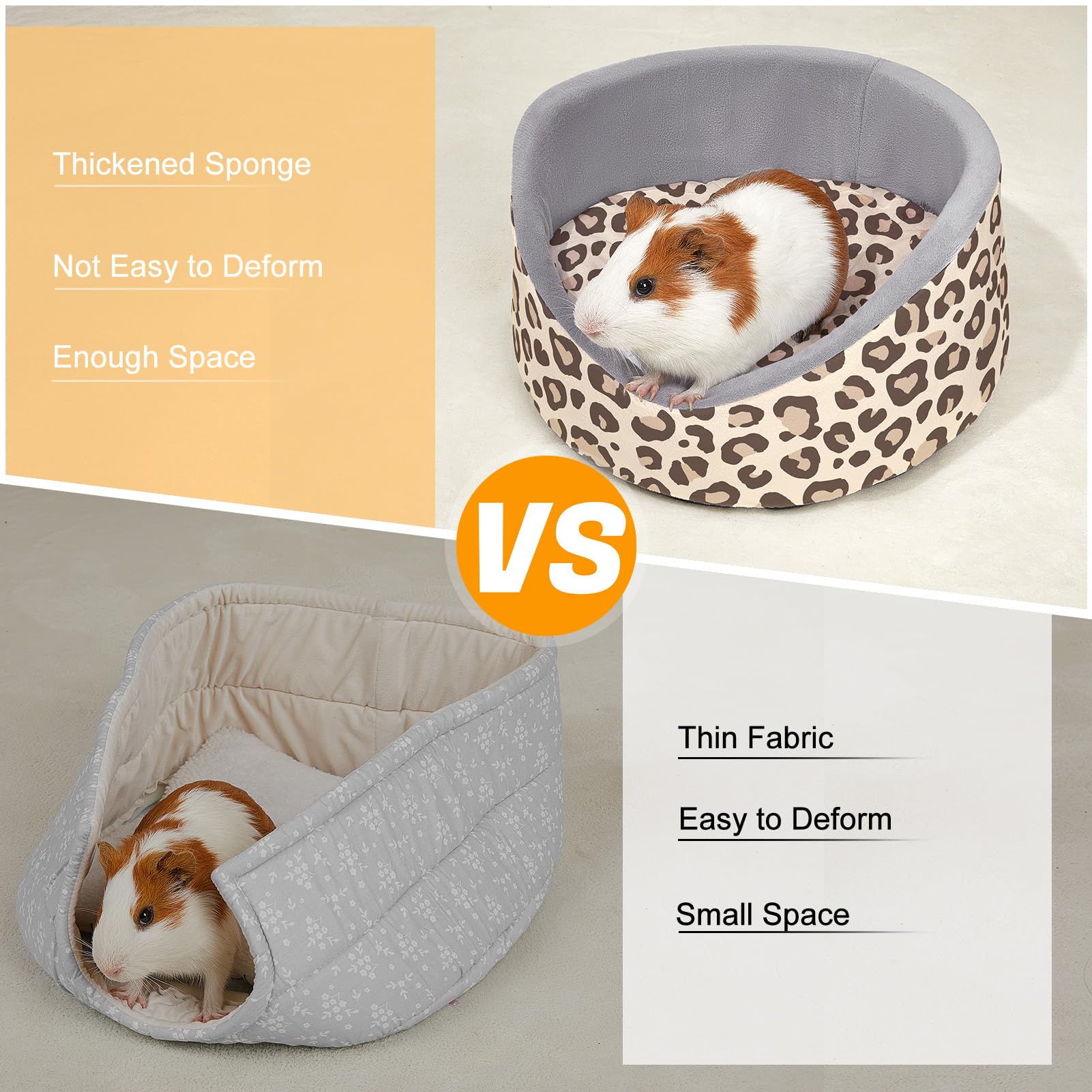 Glittme Soft Rabbit & Guinea Pig Bed - Thick Removable Mat, Machine Washable, Cozy Cuddler Cup Bed For Guinea Pig, Rabbit, Ferre