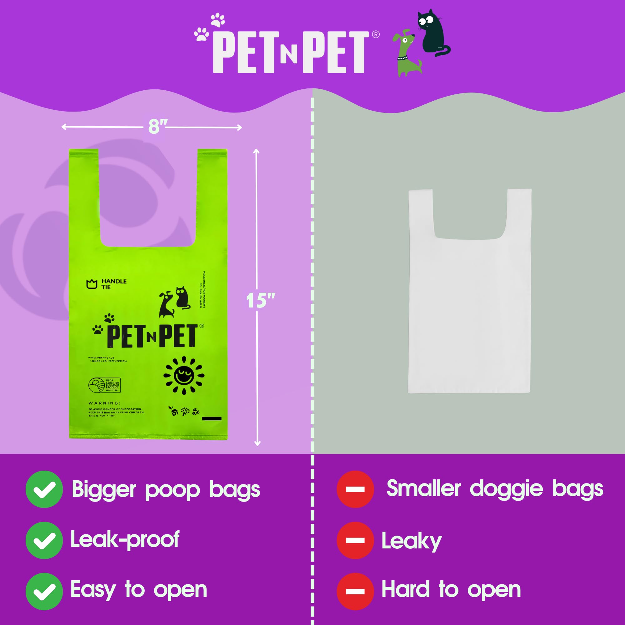 Pet N Pet Dog Poop Bag Scented, Lavender Dog Poop Bags Refills, Dog Bags For Poop With Tie Handles, 200 Counts Dog Waste Bags Usda Certified 38% Biobased Doggie Poop Bags