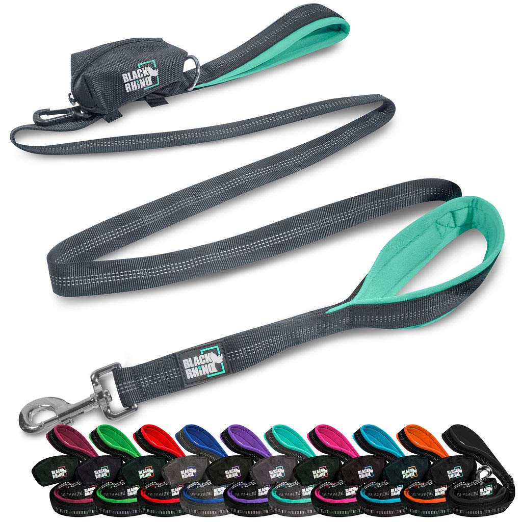 Black Rhino Heavy Duty Dog Leash - 6ft, Pink, Double Handle for Safety Control, Reflective, Ideal for Medium & Large Dogs