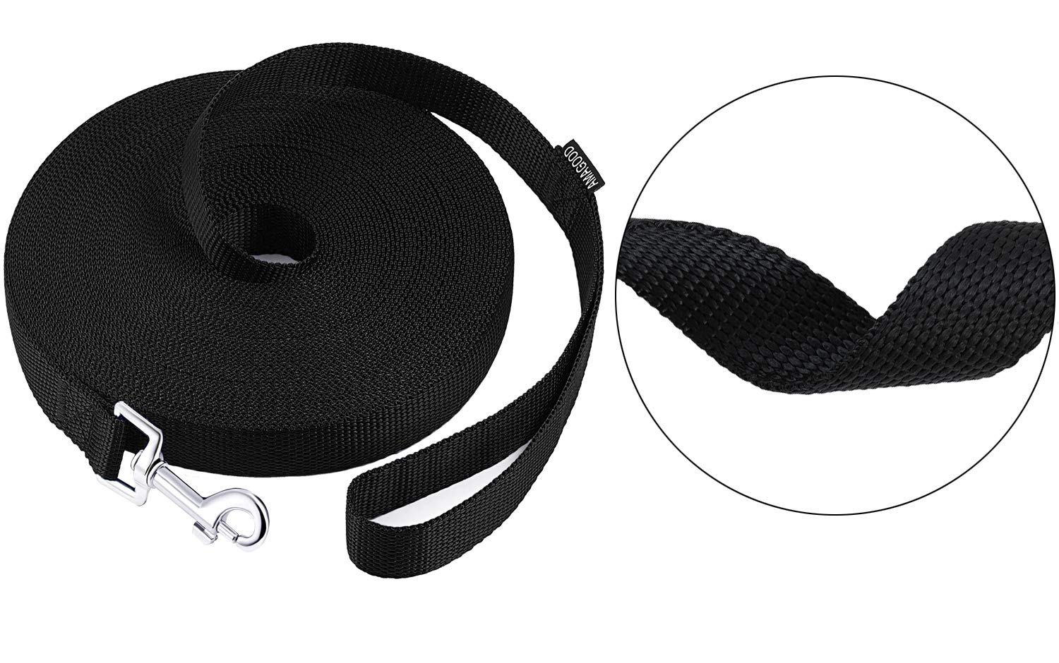 Amagood Dog/Puppy Obedience Recall Training Agility Lead-15 Ft 20 Ft 30 Ft 50 Ft Long Leash-For Dog Training,Tie Out,Play,Safety,Camping (20 Feet, Black)