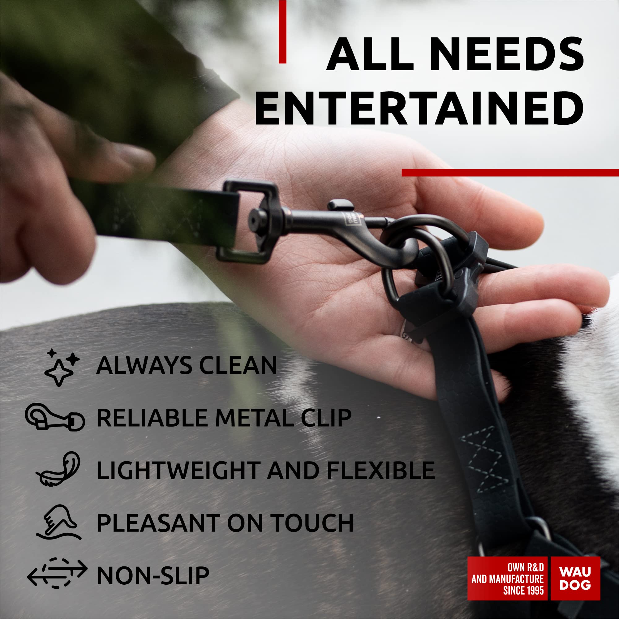 Waudog Waterproof Dog Leash 4 Ft / 6 Ft - Anti-Slip Dog Leash For Large Dogs, Small And Medium Dogs - Heavy Duty Dog Leash With