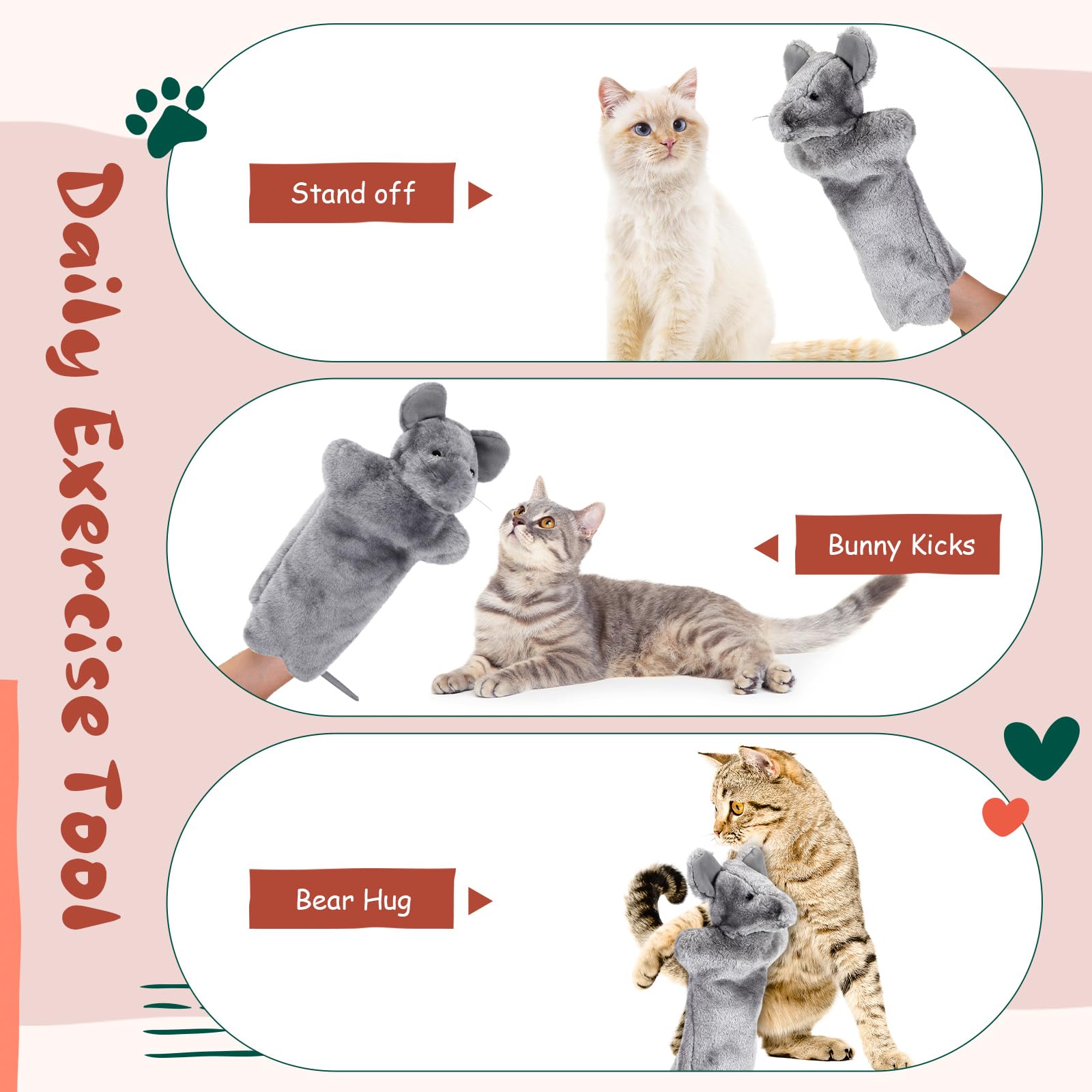 Sosation 2 Pcs Cat Wrestling Toy Glove Puppet 15.75 Large Cat Puppet Wrestler Interactive Glove for Fun, Playing, Soft Safe Kitt
