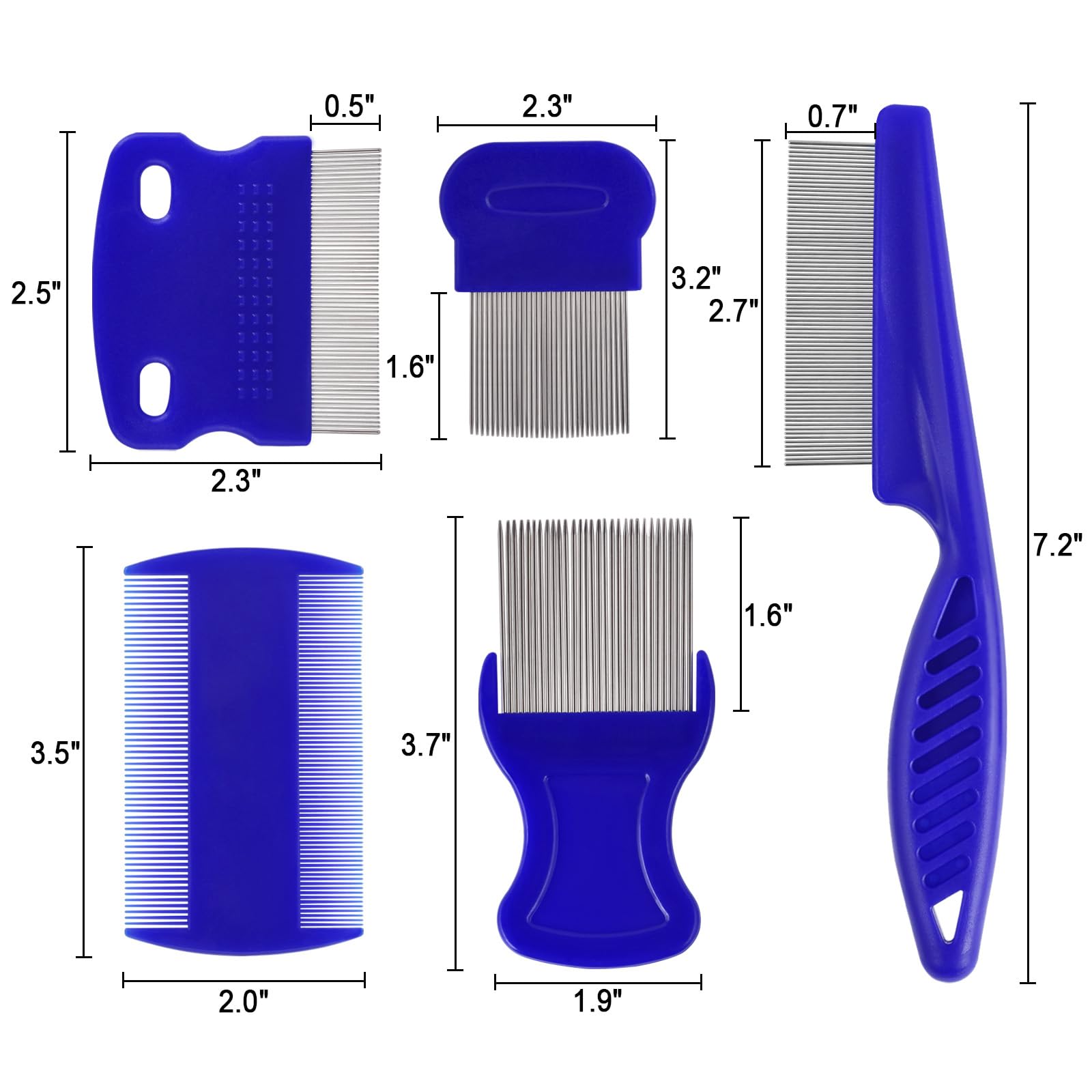 6 Pack Flea Comb For Cats Dogs,Stainless Steel Dog Cat Grooming Combs With Rounded Teeth,Double-Sided Tear Stain Remover,Dematti