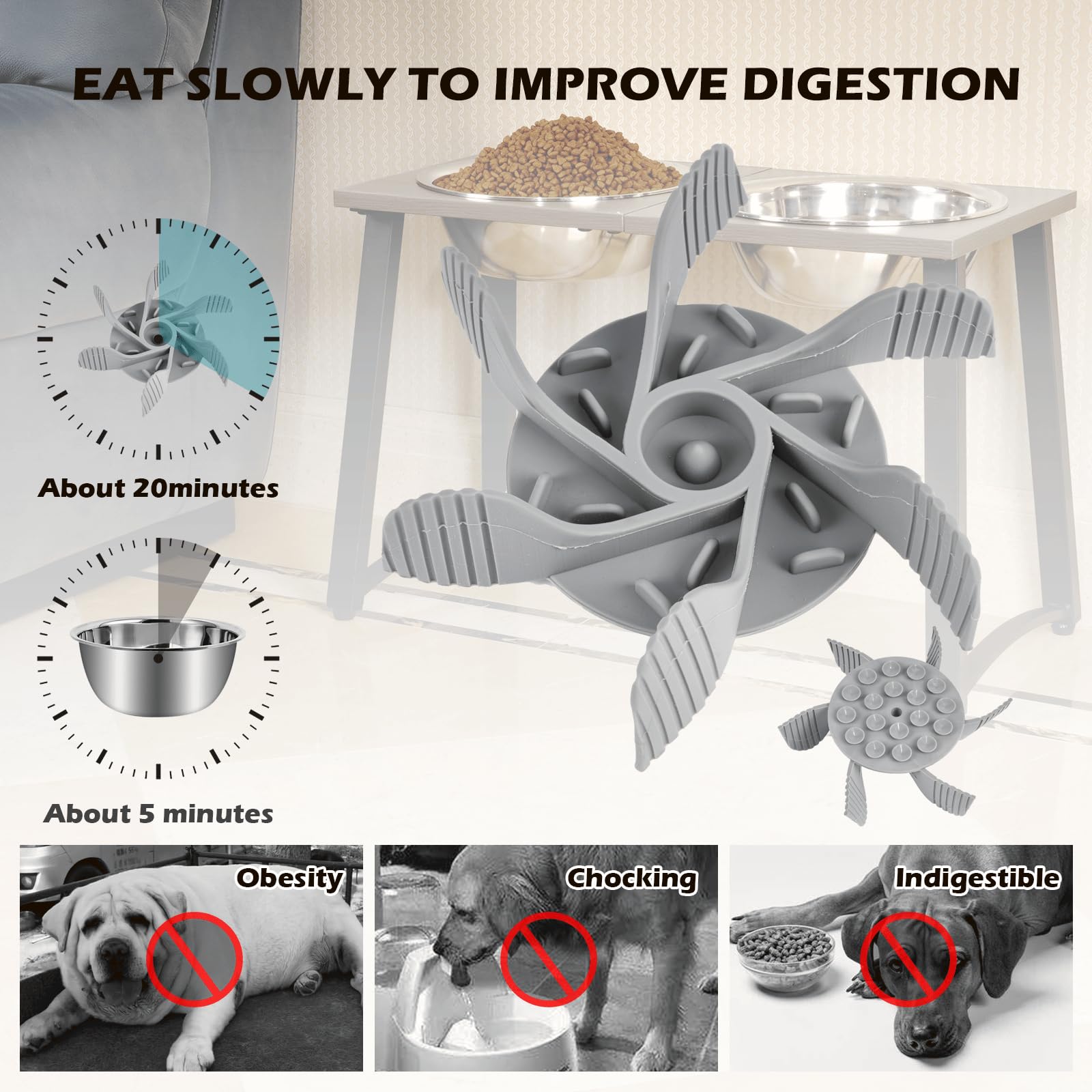 Adengl Elevated Dog Bowls For X-Large & Large Dogs, 16    Tall Raised Feeder Stand With 2  3000Ml Stainless Steel Bowls And Slow