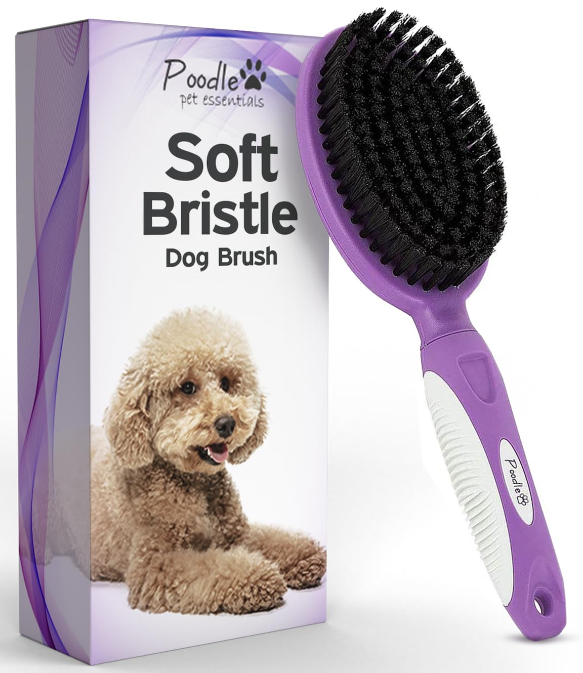 Soft Bristle Dog Brush For Short Haired Cats Or Dogs - Firm Bristles To Remove Dust, Dirt, And Loose Fur - Hook And Rubber Handle