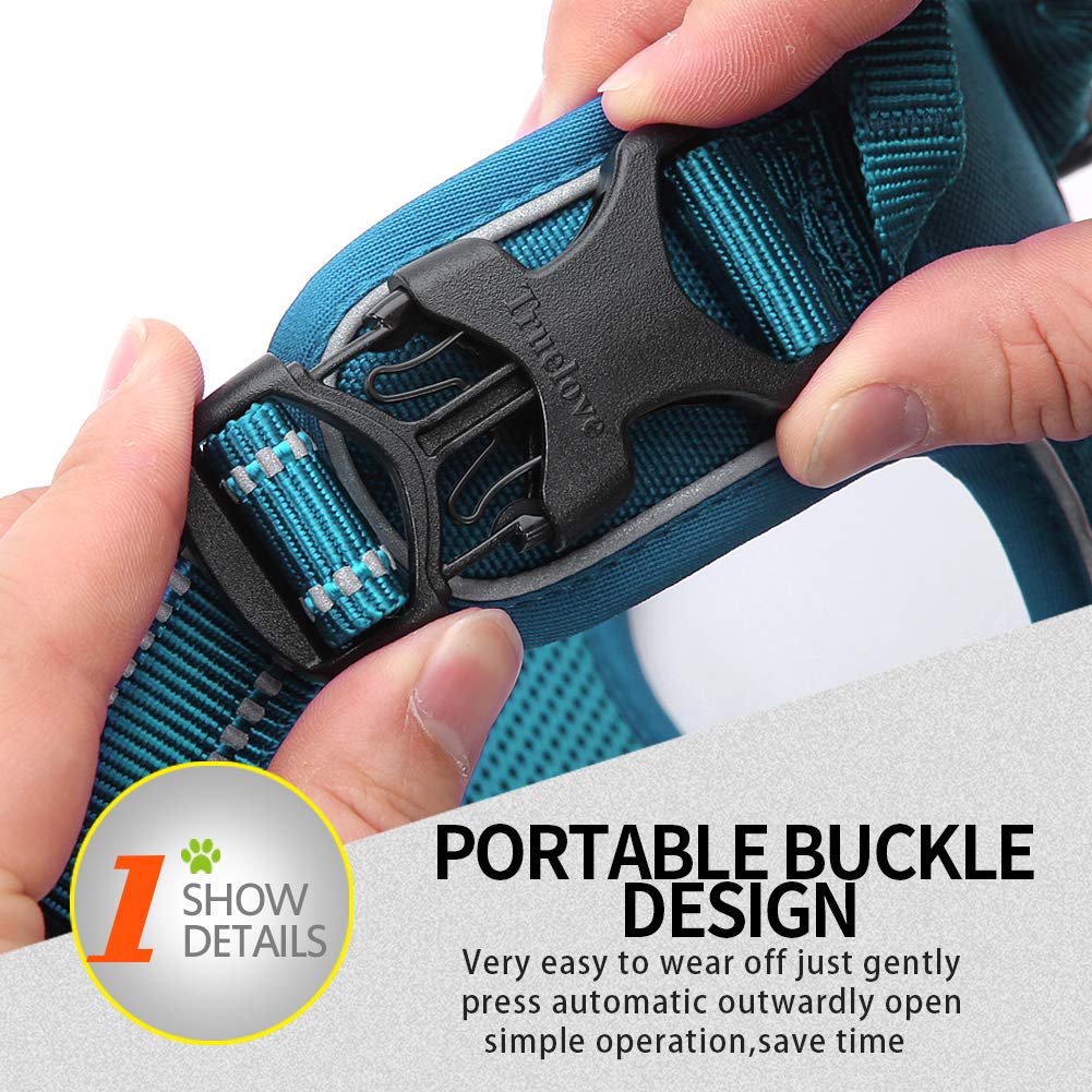 Truelove Soft Front Dog Harness Best Reflective No Pull Harness With Handle And 2 Leash Attachments