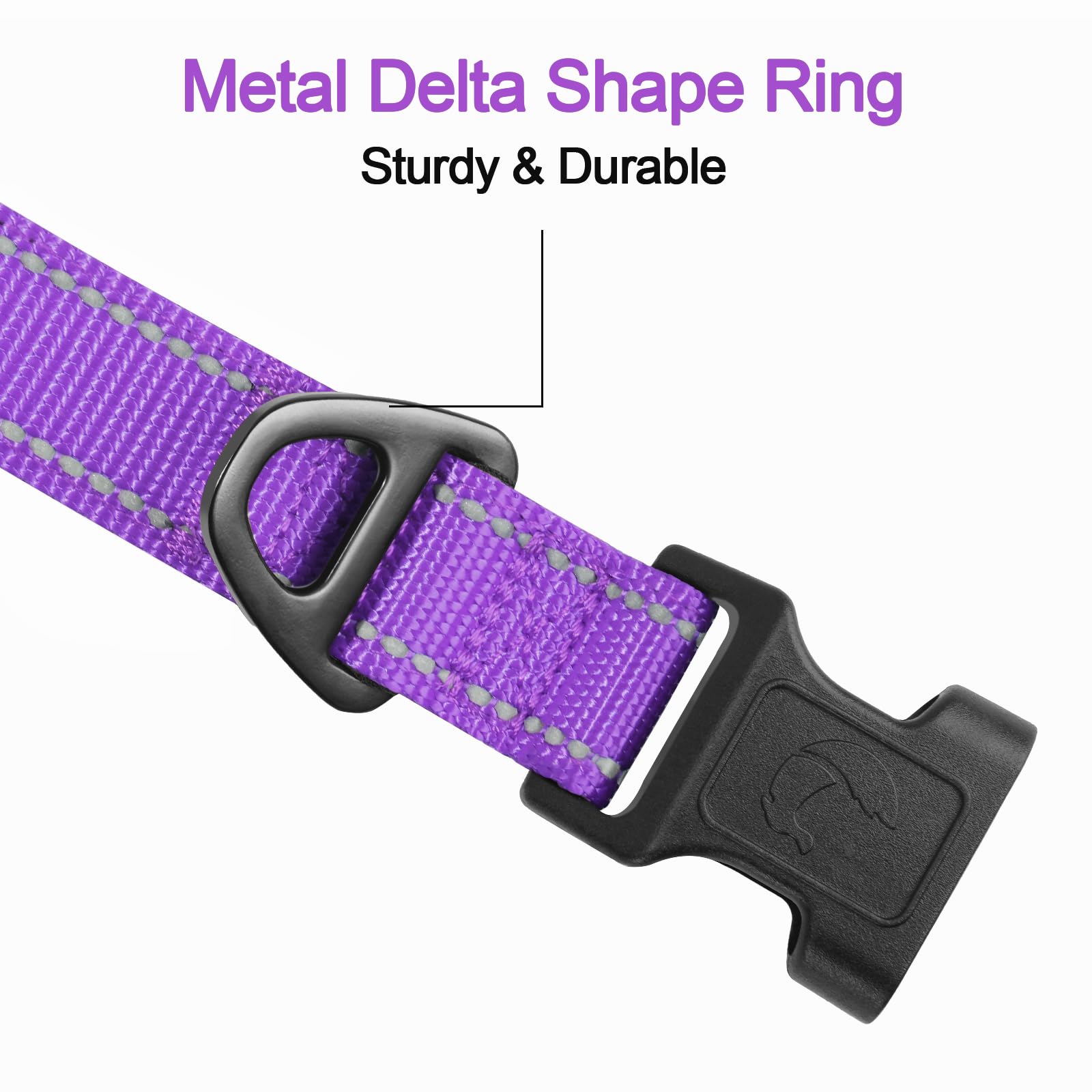 Joytale Reflective Dog Collar,Soft Neoprene Padded Breathable Nylon Pet Collar Adjustable For Extra Large Dogs,Purple,Xl