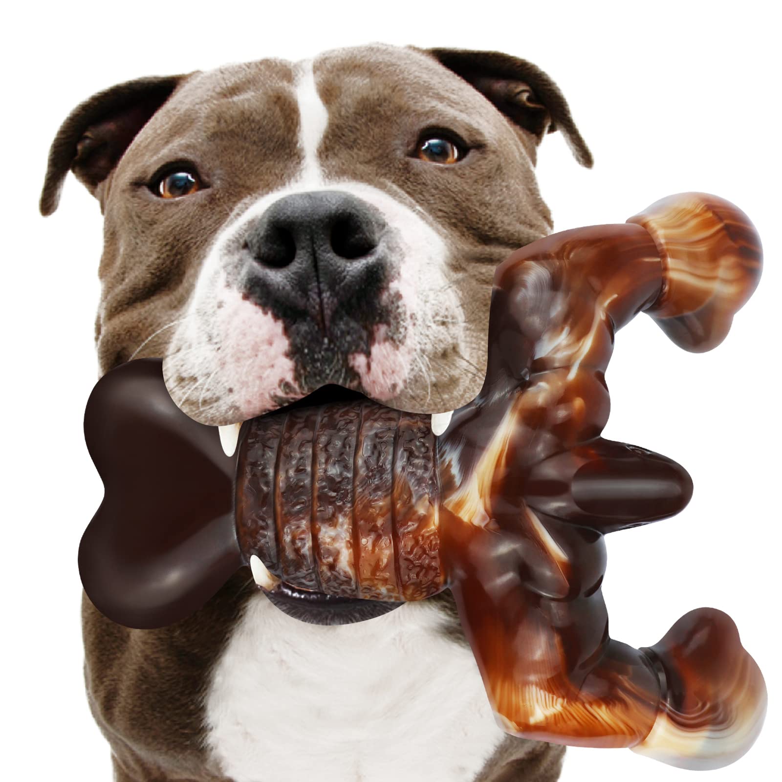 Moxikia Dog Chew Toys For Aggressive Chewers Almost Indestructible Dog Toys,Bacon Flavor,Tough Dog Bone Toys For Medium/Large Br