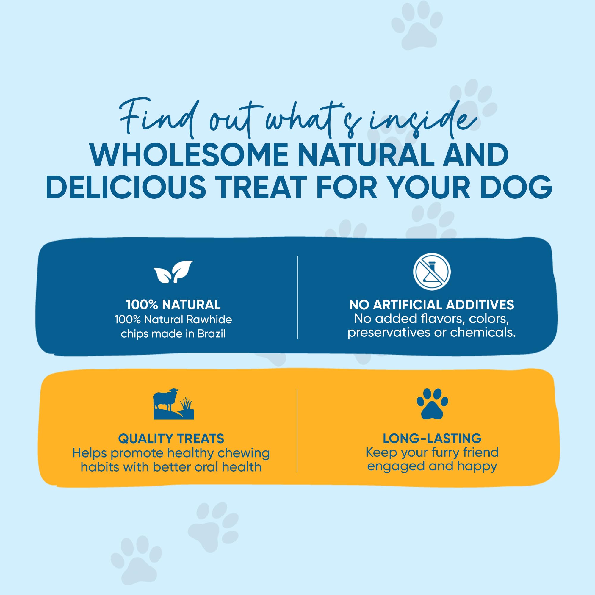 123 Treats Rawhide Chips, Premium Dog Chews from Natural Grass Fed Livestock with No Hormones, Additives or Chemicals, Tasty Lon