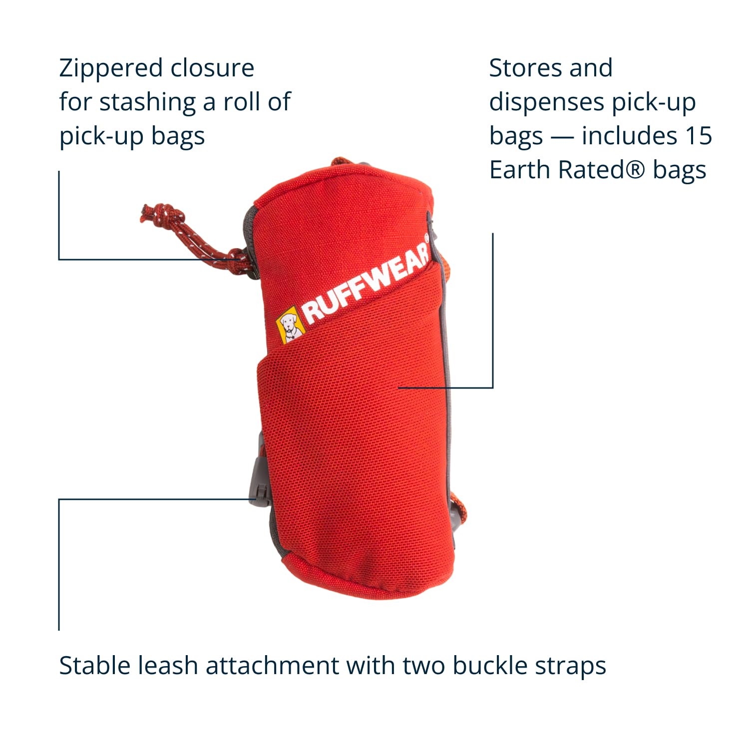 Ruffwear, Stash Bag Mini Pickup Bag Dispenser For Dog Owners, Red Canyon
