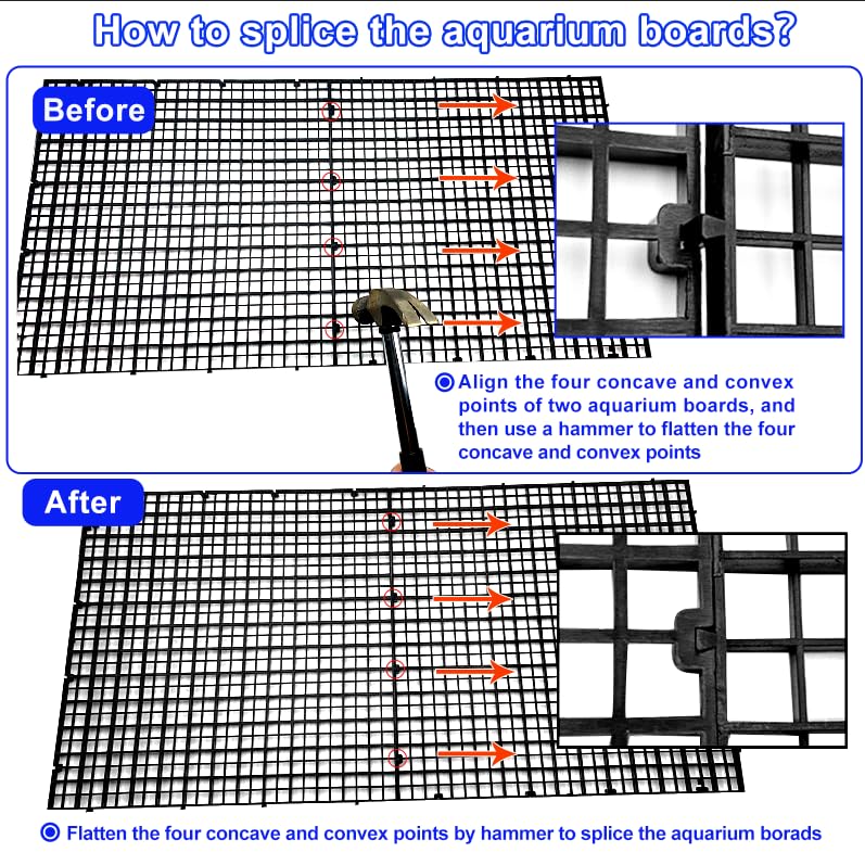 Weramics Plastic Egg Crate Fish Tank Divider Aquarium Filter Bottom Plastic Grid Fish Tank Isolation Board Black Egg Crate Tray(