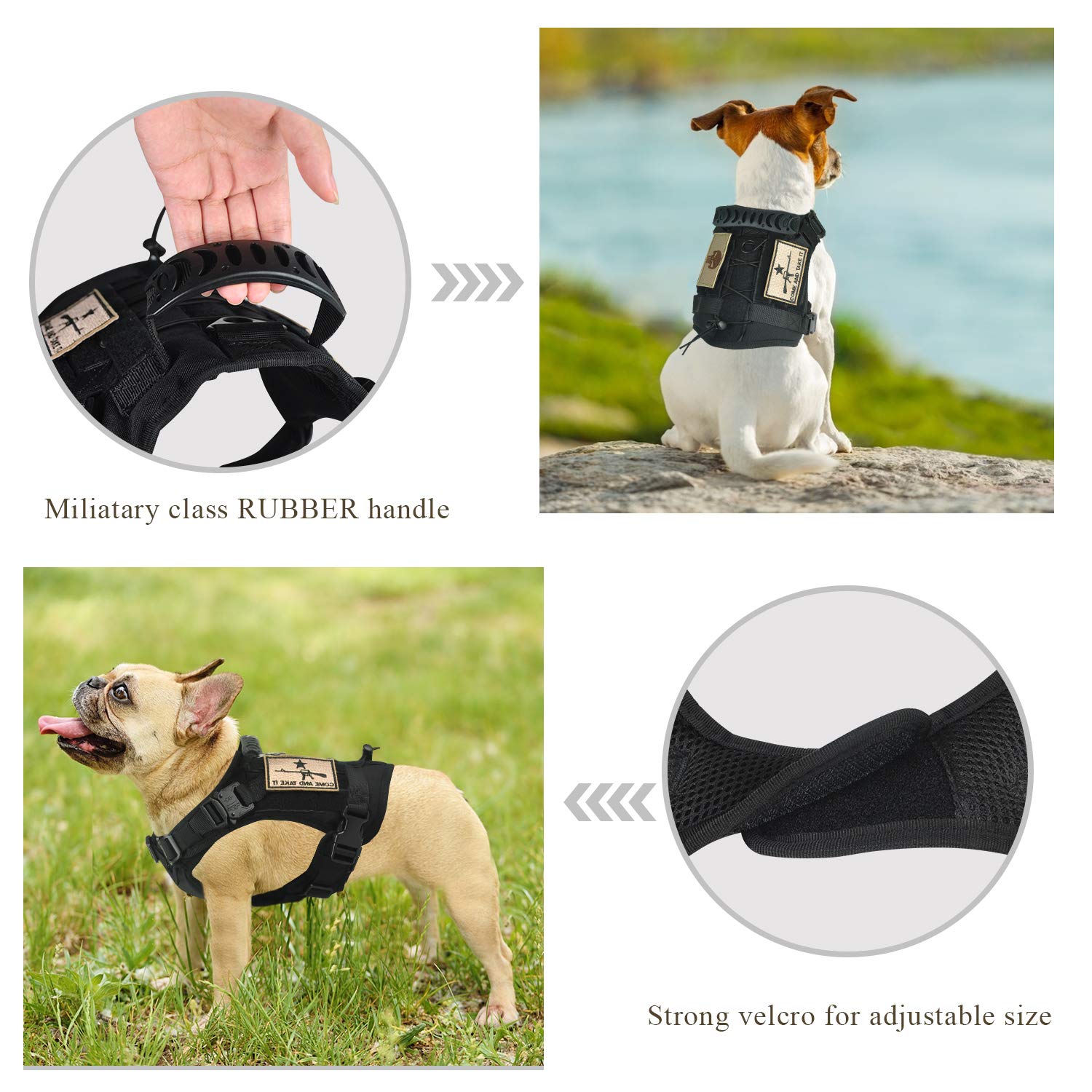 Tactical Service Dog Vest Harness K9 Military Molle Dog Vest for Outdoor Training Hunting Wear-Resisting Pet Dog Harness with Ru