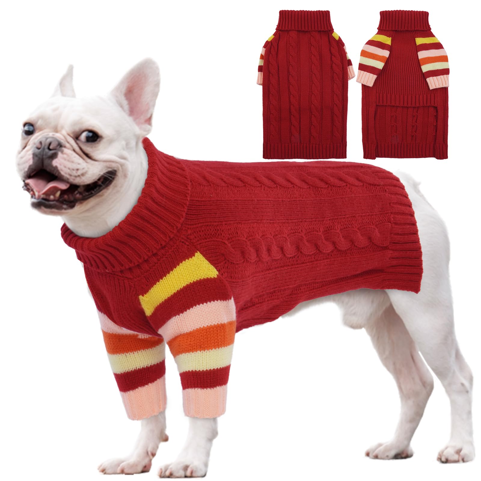 Ouobob Dog Cold Sweater, Dog Sweaters Winter For Medium Dogs Girl Male, Turtleneck Warm Dogs Sweater Long Sleeve, Stretchy Chris