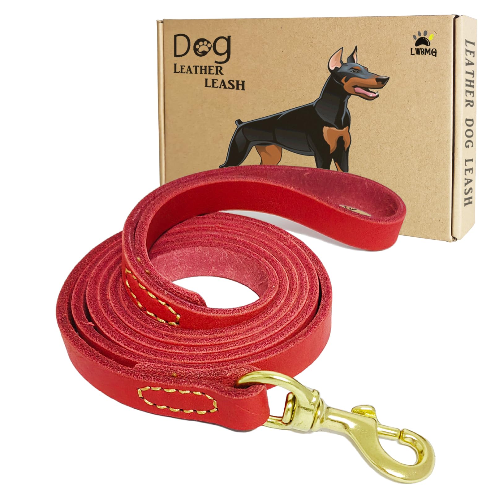 Lwbmg Leather Dog Leash 4Ft, Heavy Duty Genuine Leather Braided Dog Training Leash, Soft Leather Leash For Medium And Large Bree