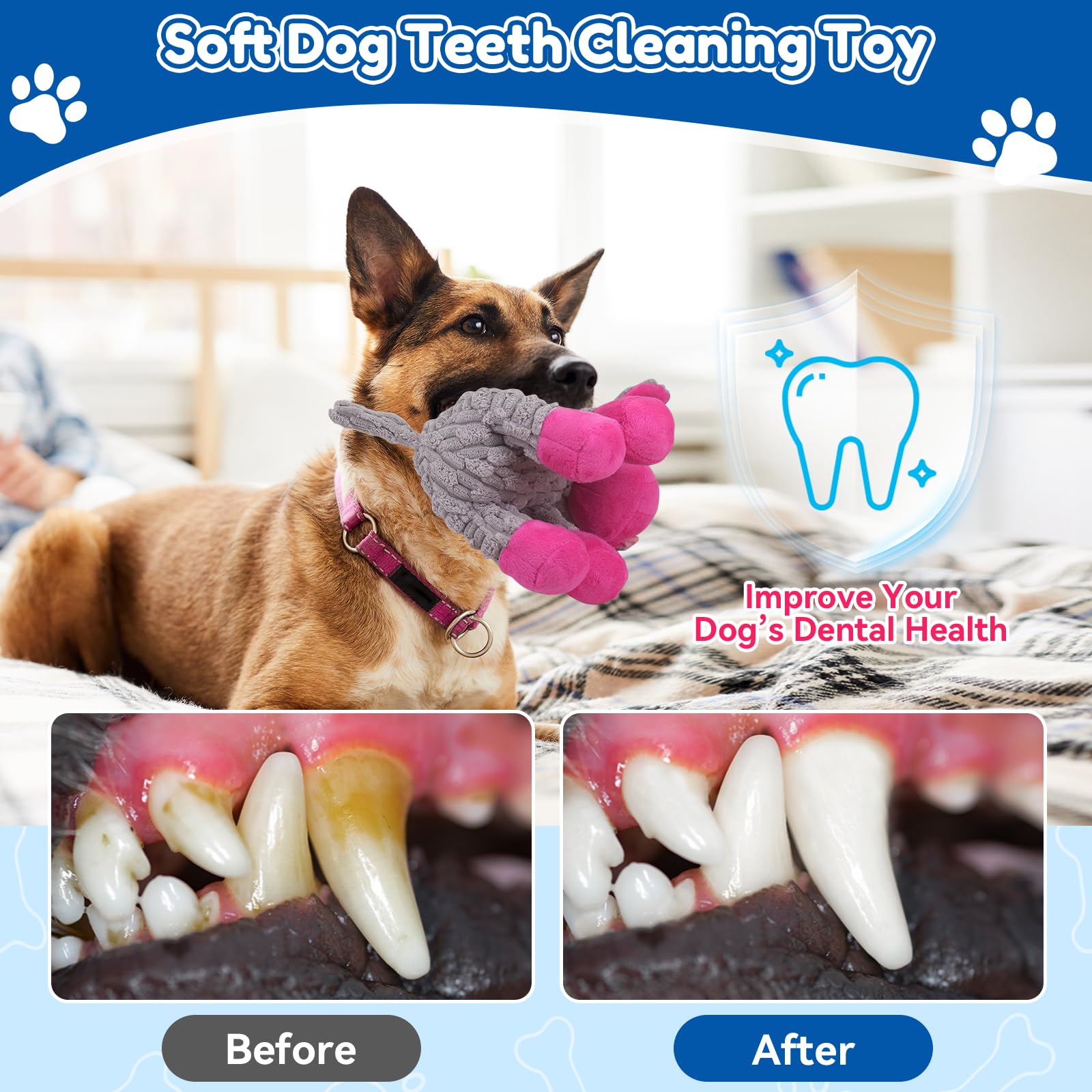 Loncoldy Plush Chew Toys For Large Dogs, Tough Crinkle Stuffed Animal Squeaky Interactive Toys For Small Medium Large Dogs, Keep