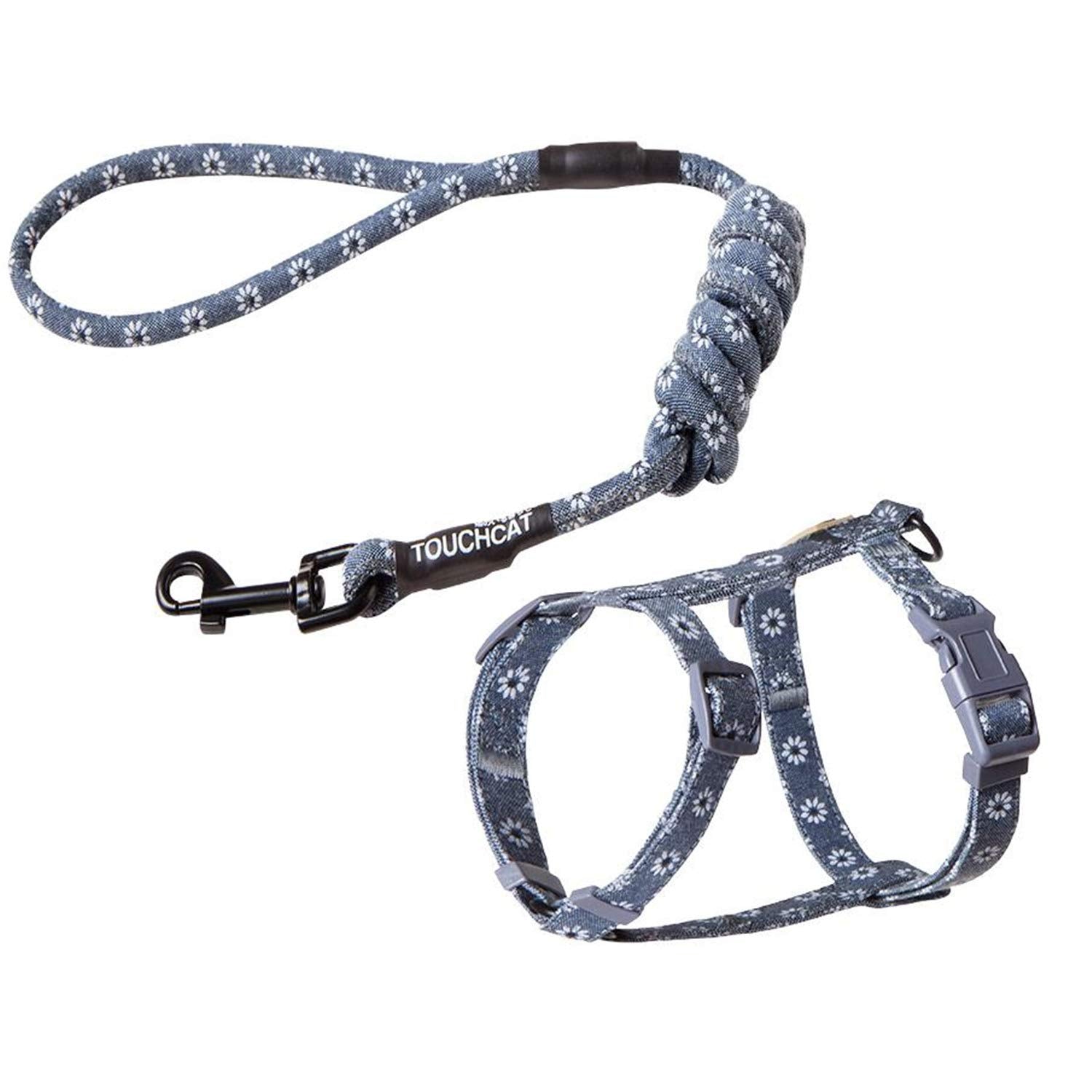 Touchcat 'Radi-Claw' Durable Cable Cat Harness And Leash Combo, Small, Dark Grey