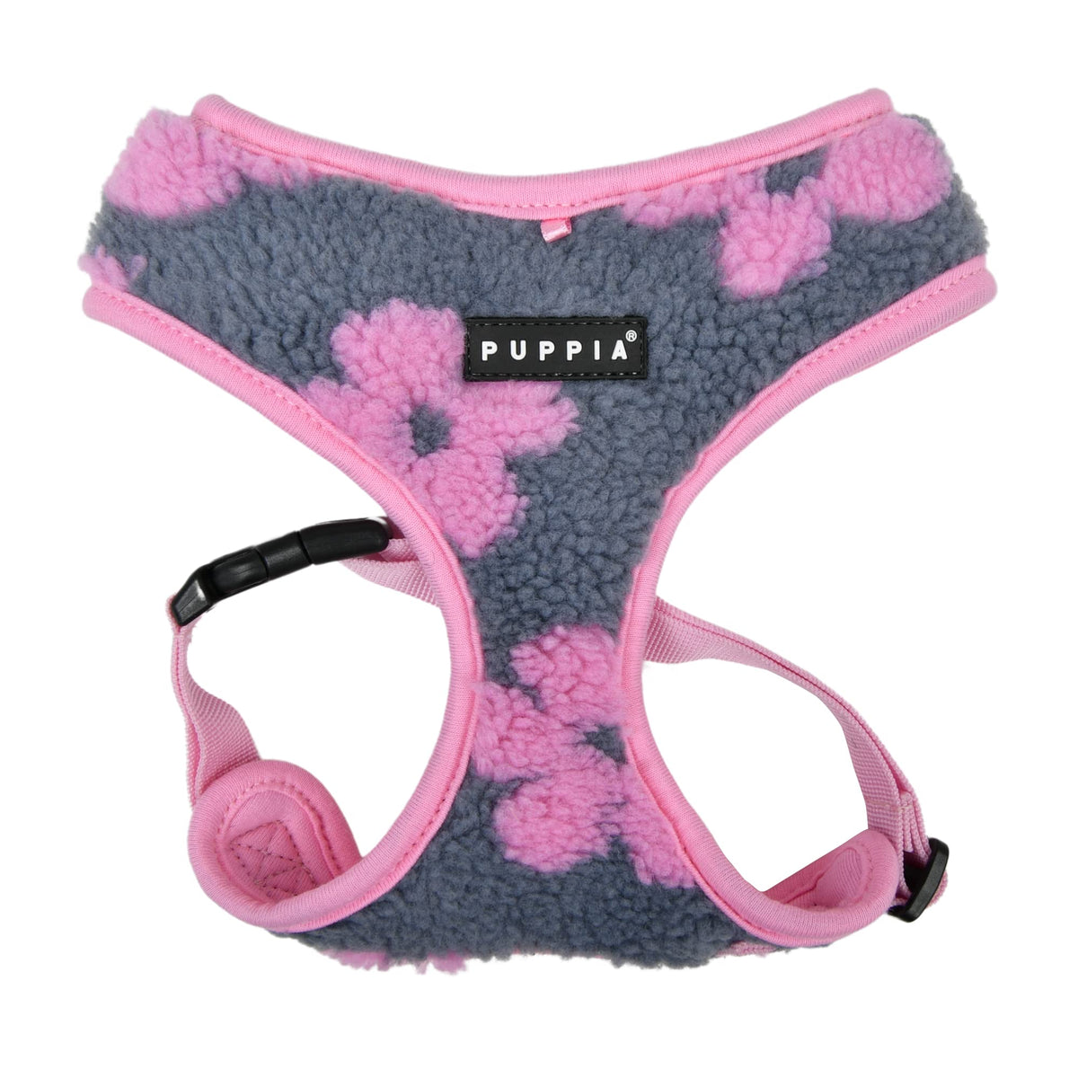 Puppia Ren Dog Harness Over-The-Head Warm Winter Flower Pattern Adjustable Chest For Small And Medium Dog, Pink, X-Large