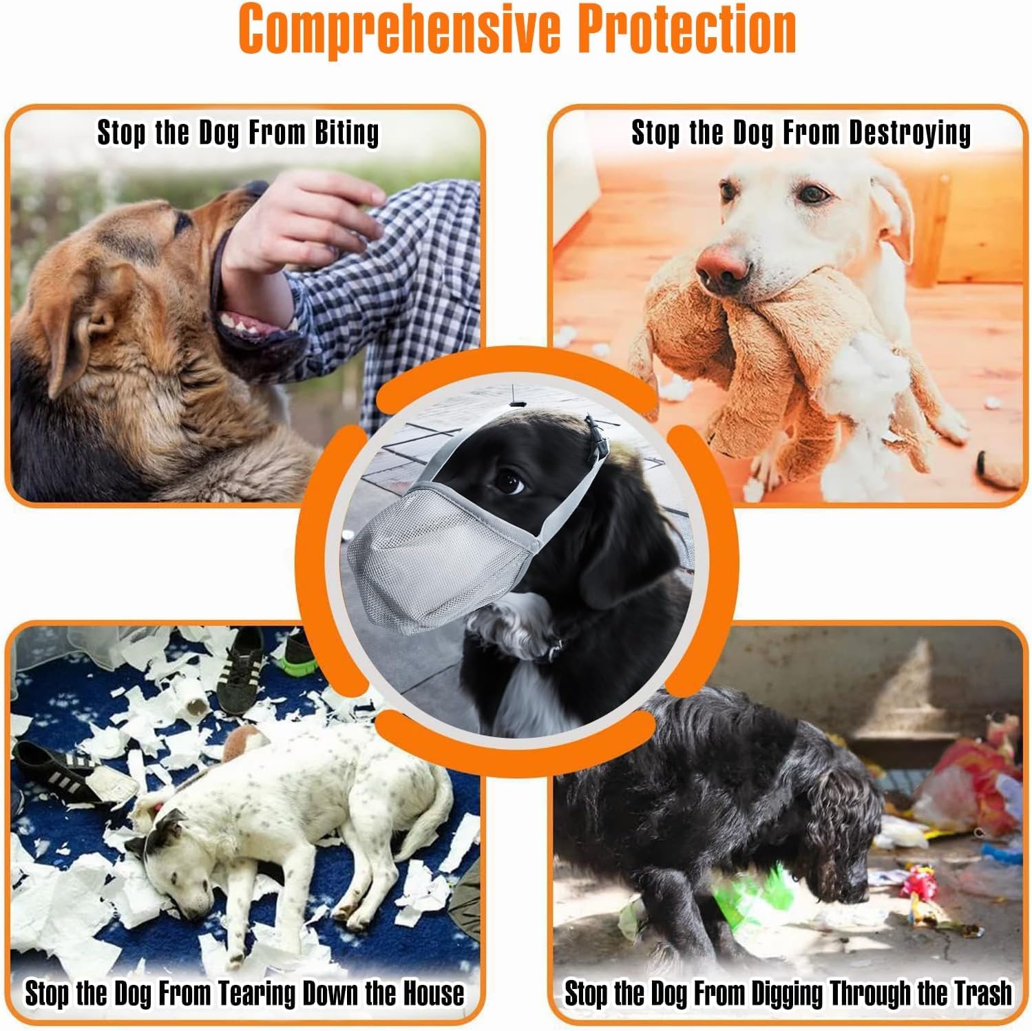 Dog Muzzle For Small Medium Large Dogs,Mesh Soft Muzzle With Adjustable Straps,Breathable Dog Mouth Guard For Anti-Biting Chewin