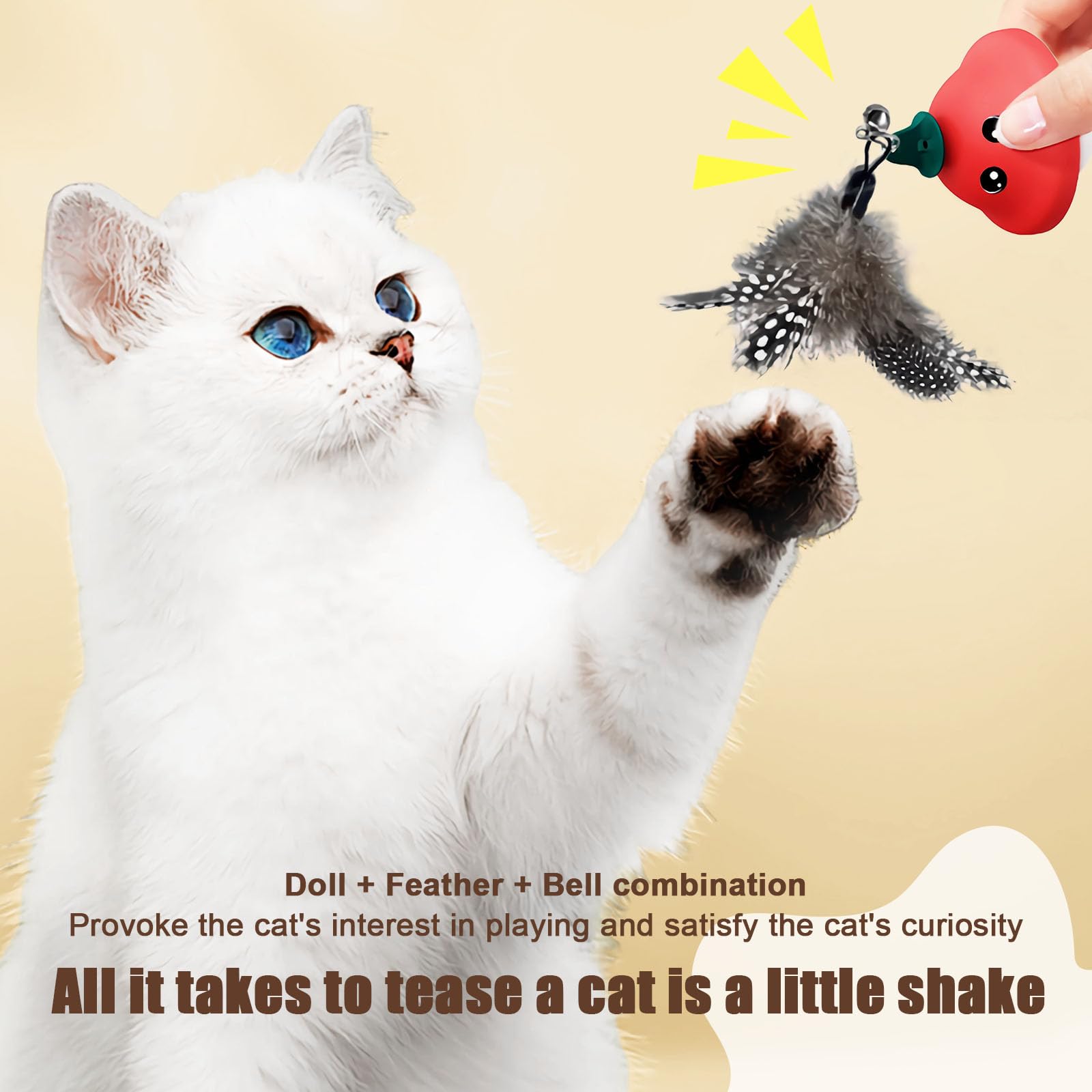 Aerbee Interactive Cat Toys With Suction Cup, 2Pcs Cute Mushroom Shape Cat Toys For Indoor Cats, Interactive Detachable Realisti