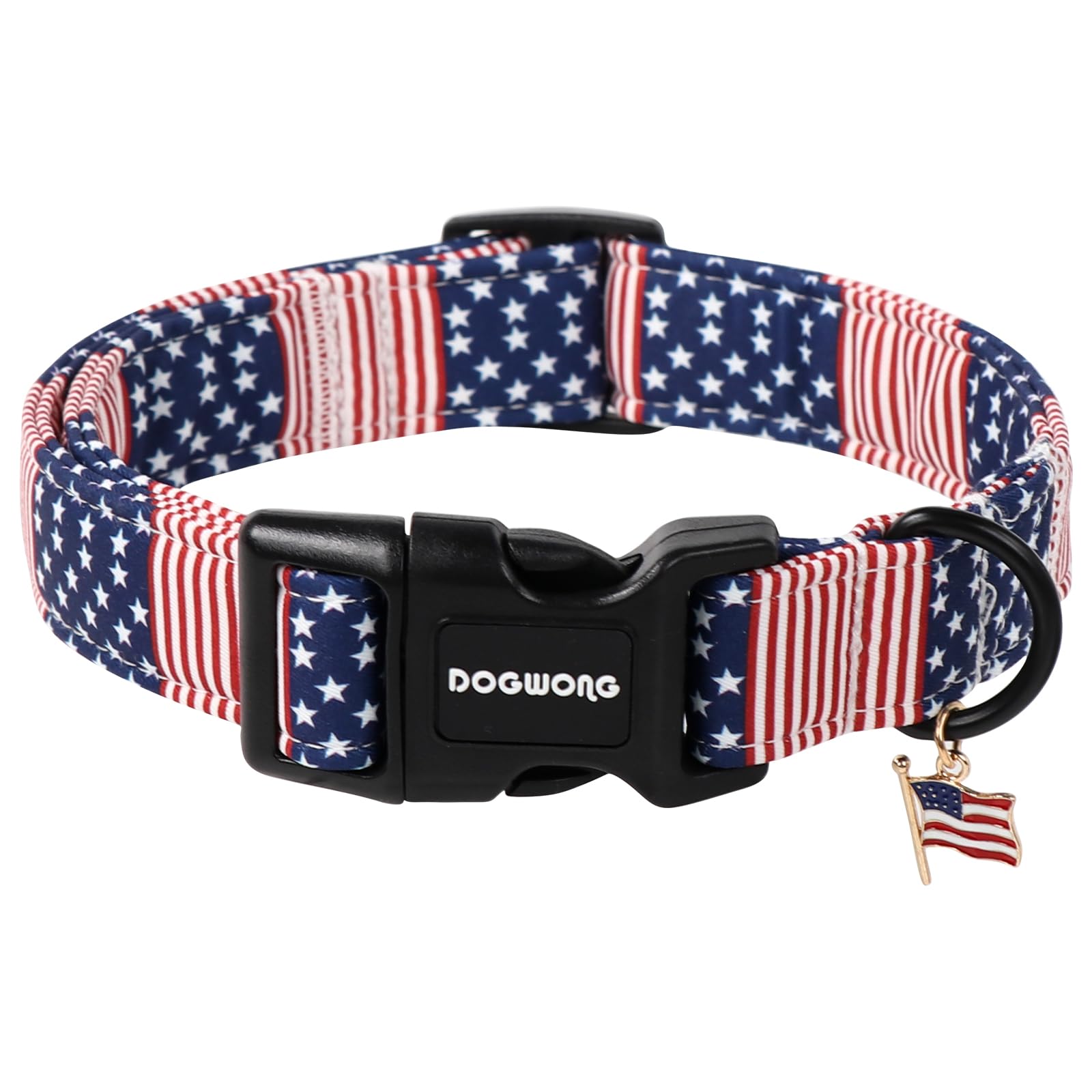 Dogwong Patriotic Flag Dog Collar, 4Th Of July American Flag Dog Collars, Adjustable Cute Patriotic Pet Collars Fourth Of July D