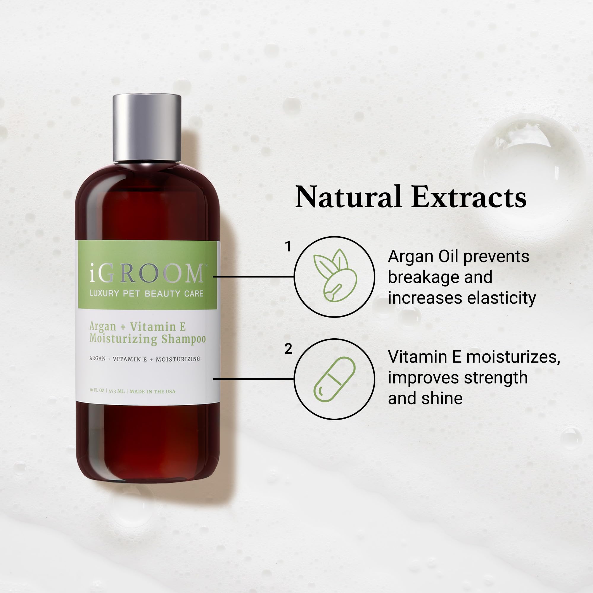 Igroom Argan+Vitamin E Dog Shampoo, Groom Like A Professional, Enhanced Cleaning Power, Reccommended Ph Balance, Made In Usa, 16
