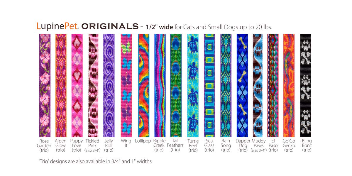 Coupler For Walking Two Small Dogs Together, 1/2' Wide Dapper Dog Design By Lupine, 18' Long