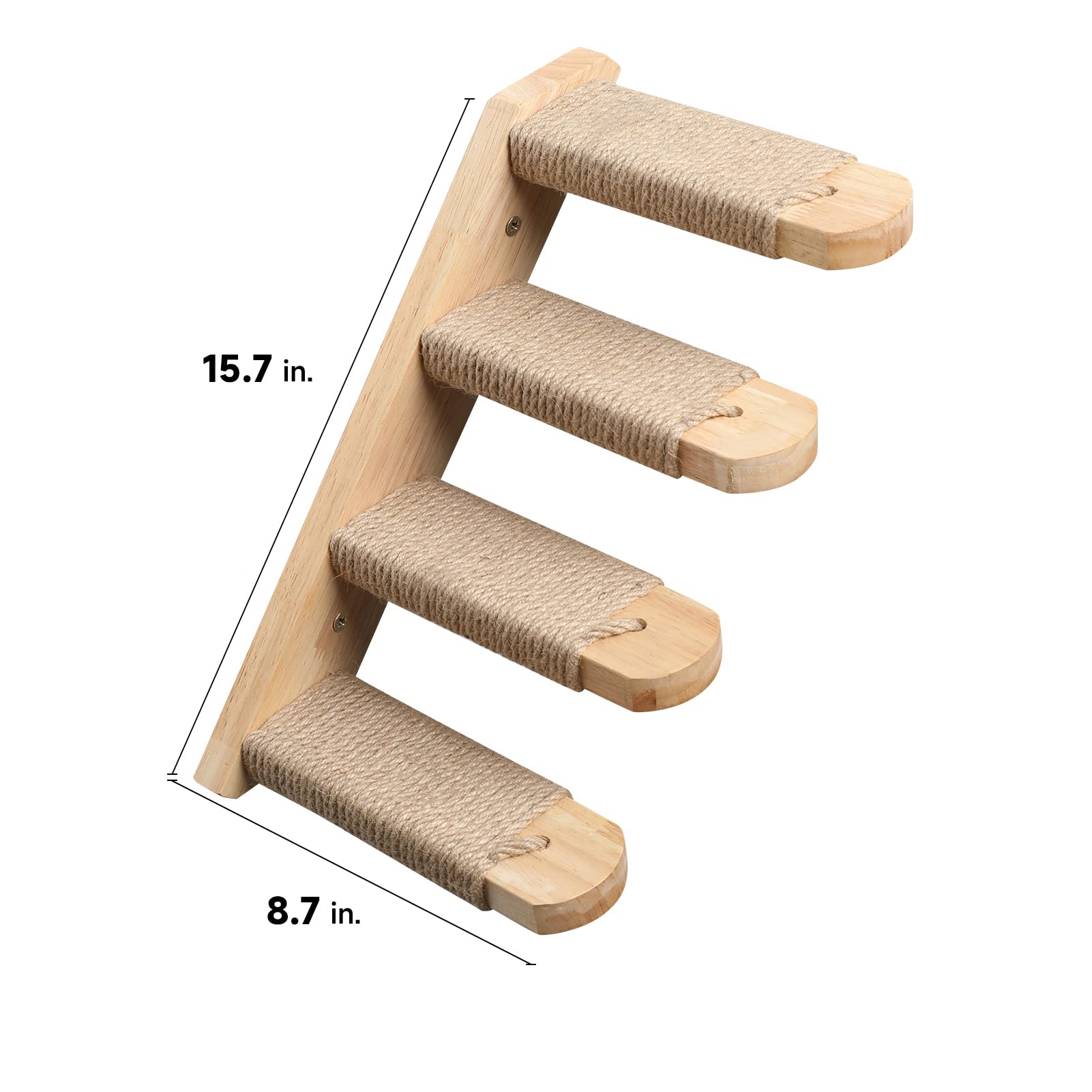 Fukumaru Cat Climbing Shelf Wall Mounted, Four Step Cat Stairway With Jute Scratching For Cats Perch Platform Supplies