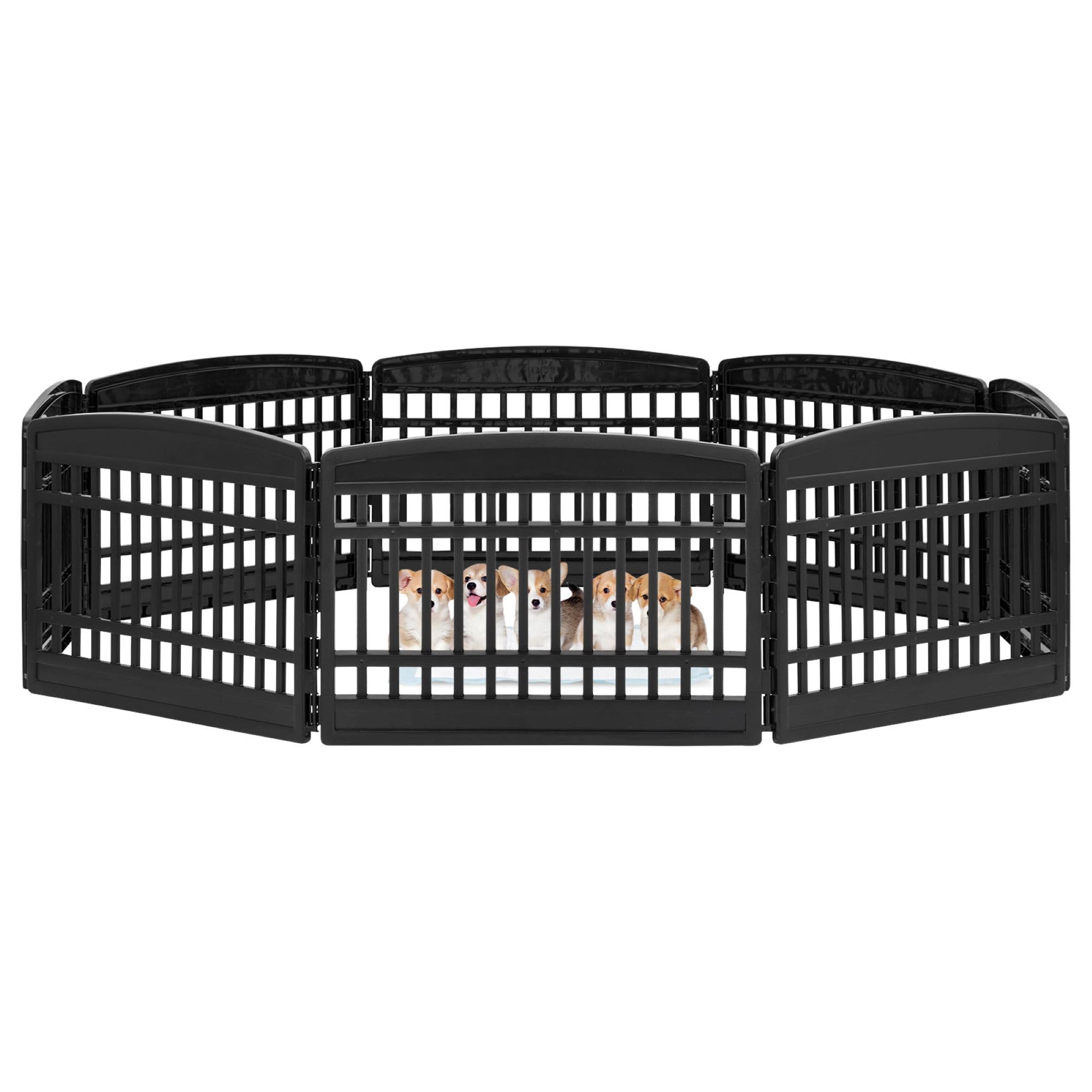 Iris Usa 24'' 8-Panel Puppy Playpen, 83.5 X 83.5 X 23.63, Dog Playpen, Dog Play Pen Indoors, Pet Fence, Small Pets, Black