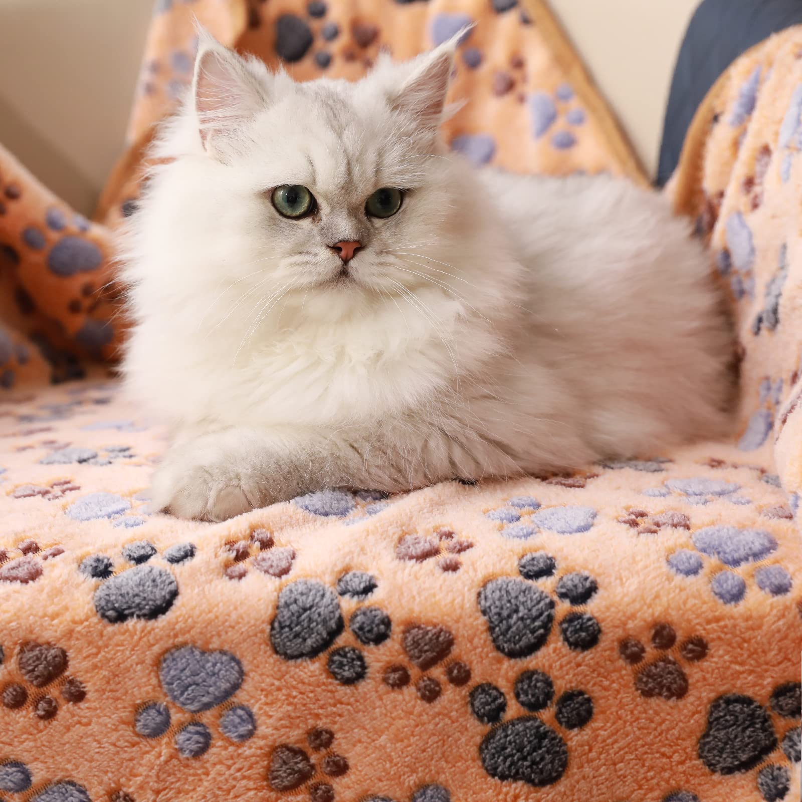 1 Pack 3 Blankets Super Soft Fluffy Premium Fleece Pet Blanket Flannel Throw For Dog Puppy Cat Paw Brown/Pink/White Medium(30X20 Inch)