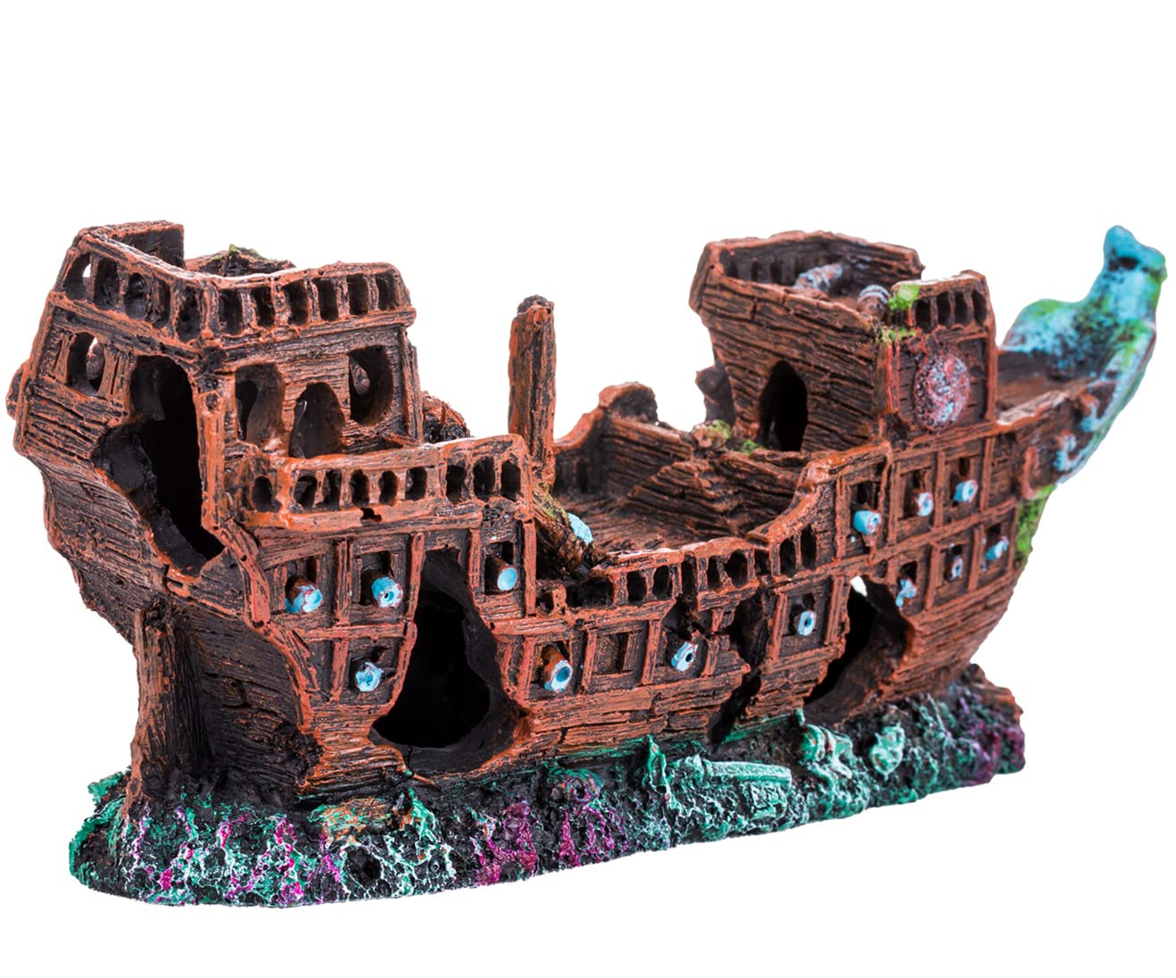 Creomg Aquarium Decorations, Aquarium Pirate Ship Decorations Fish Tank Ornaments Resin Material Shipwreck Decorations, Eco-Friendly For Freshwater Saltwater Aquarium Fish Tank Decor Sunken Ship