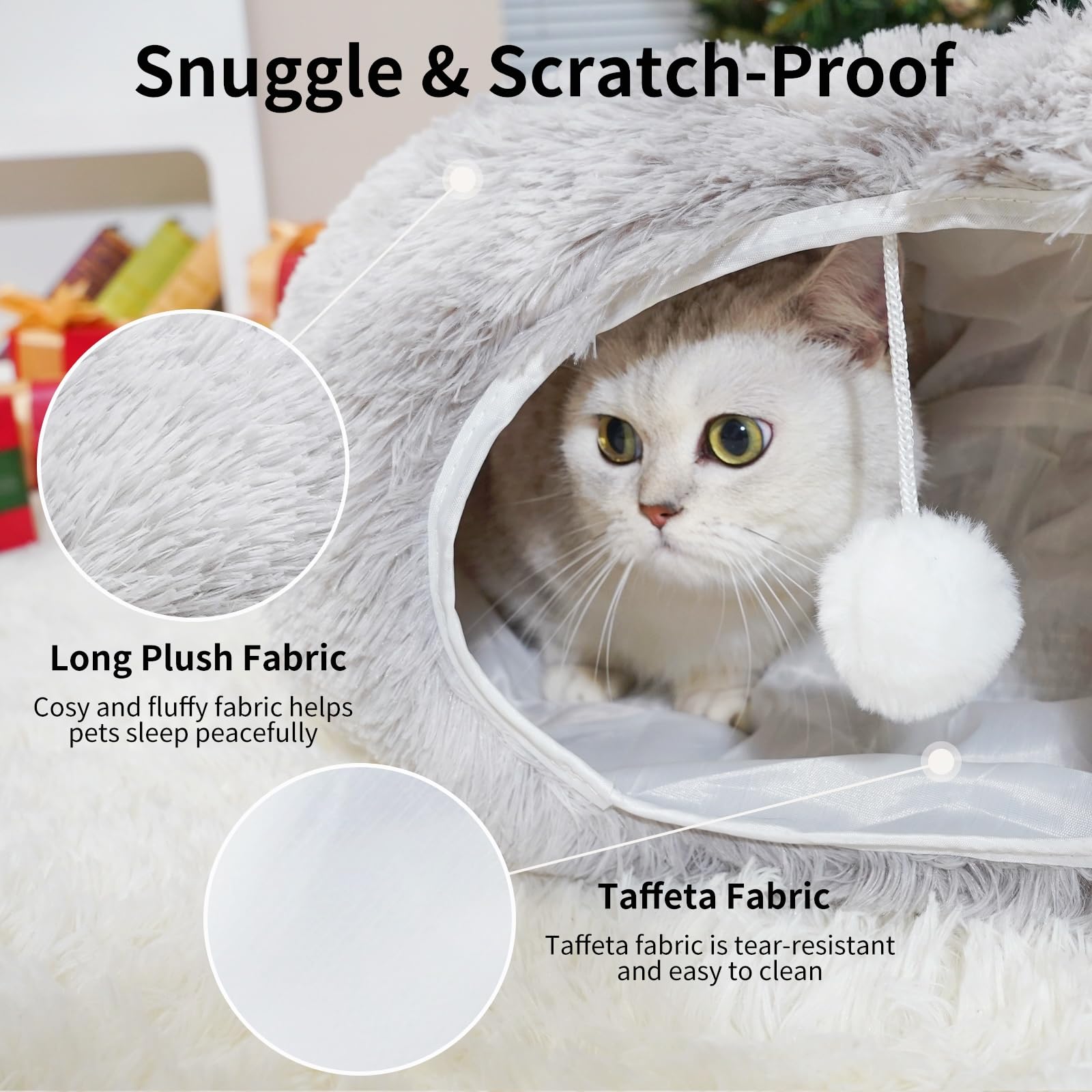 Oozazemm Cat Tunnel Bed With Washable Cushion, Cat Tunnels For Indoor Cats, Collapsible Donut Tunnel For Medium & Large Cat, Pee