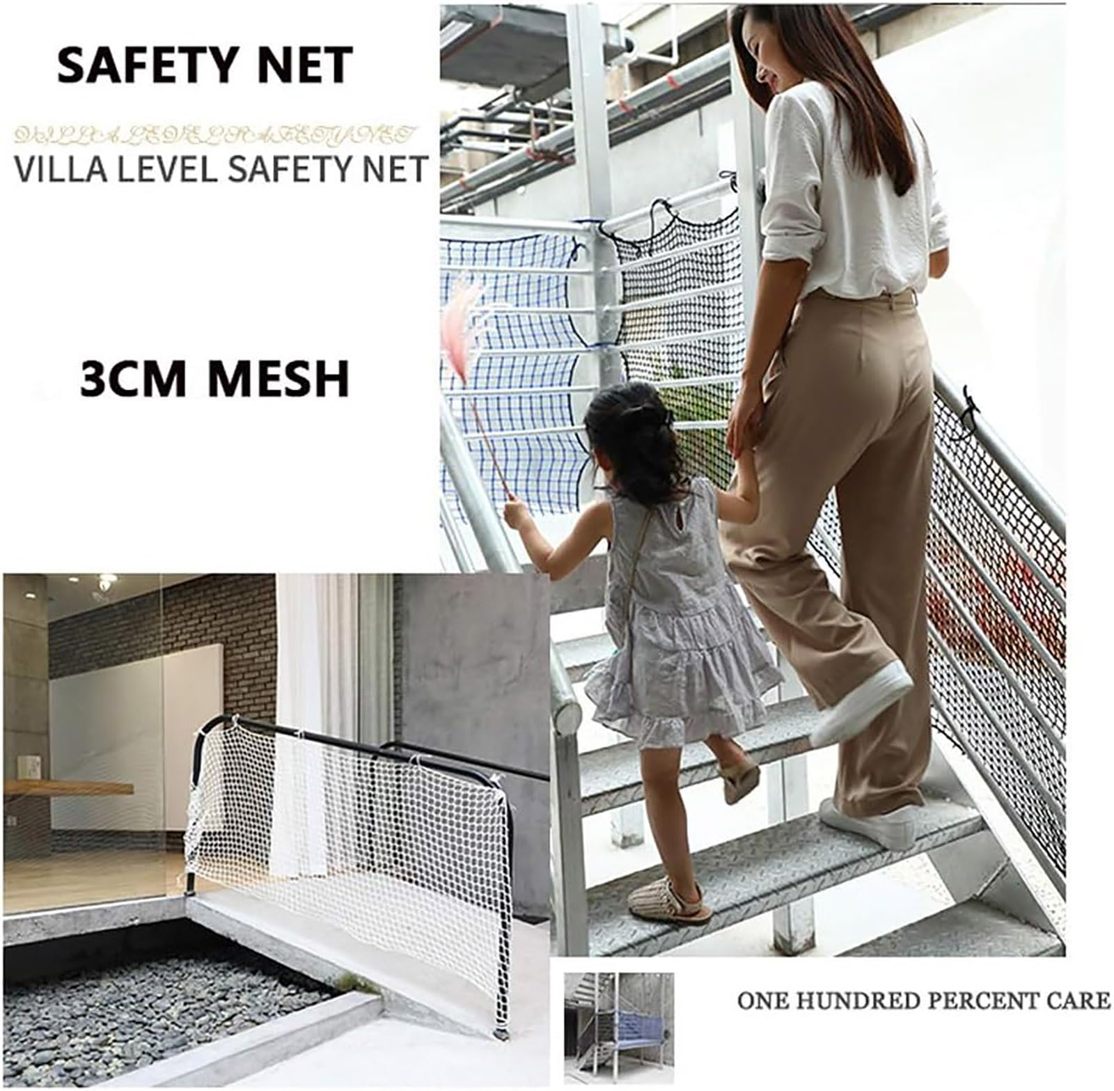 Black Safety Net Protection Rope Net Baseball Net Kids Pet Stair Balcony Protection Net Knotless Polyester Sports Netting Softba