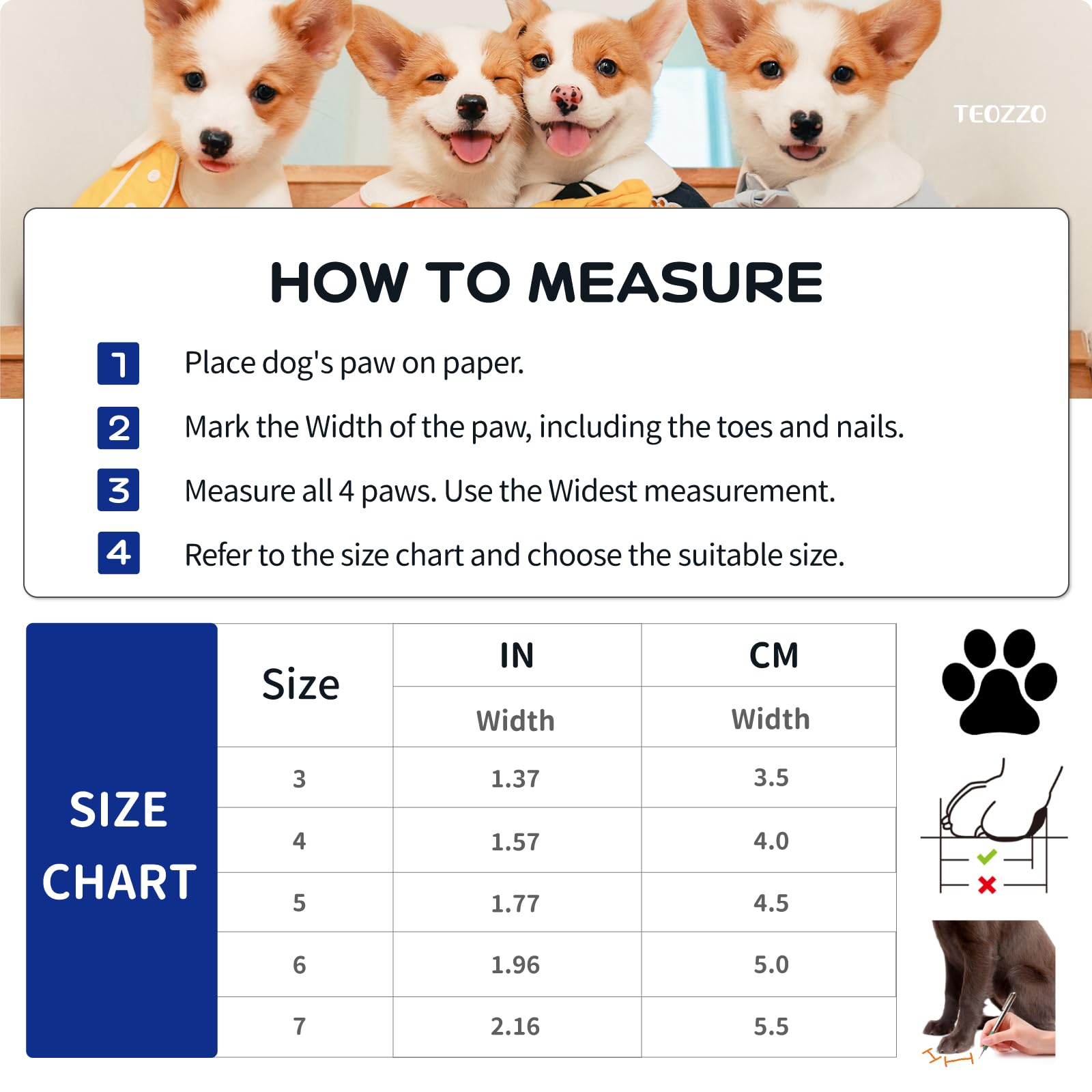 Teozzo Dog Shoes For Hot Pavement, Anti-Slip Sole Dog Boots & Paw Protector Dog Booties With Reflective Straps Dog Shoes For Small Medium Dogs 4Pcs Blue 3