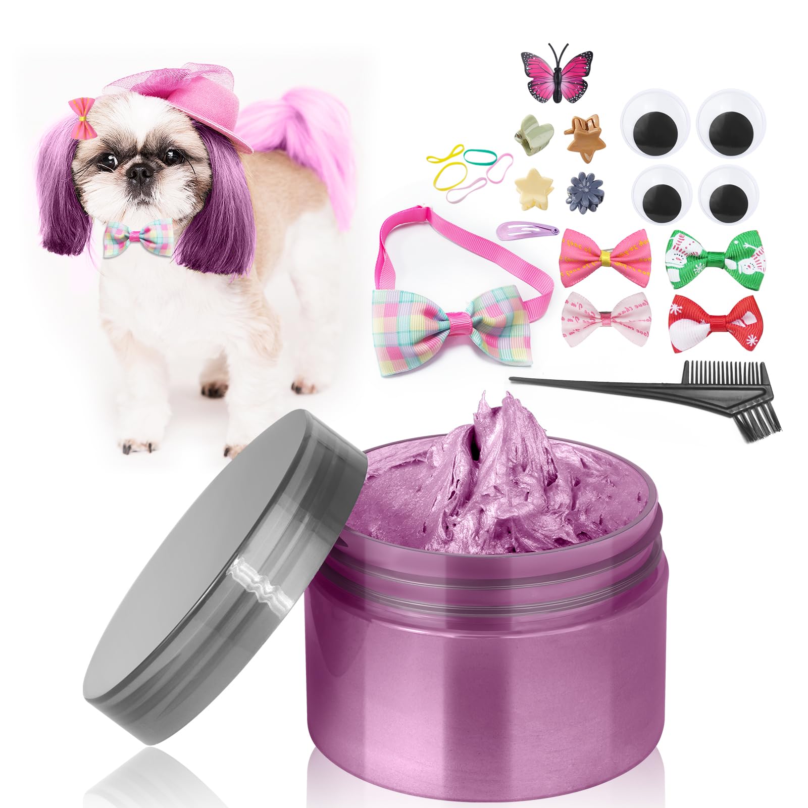 Pink Temporary Hair Color Wax Kit For Dogs - Ideal Gift For Your Pets Or Dog Lovers. Safe Dog Hair Dye For Parties, Cosplay,And 