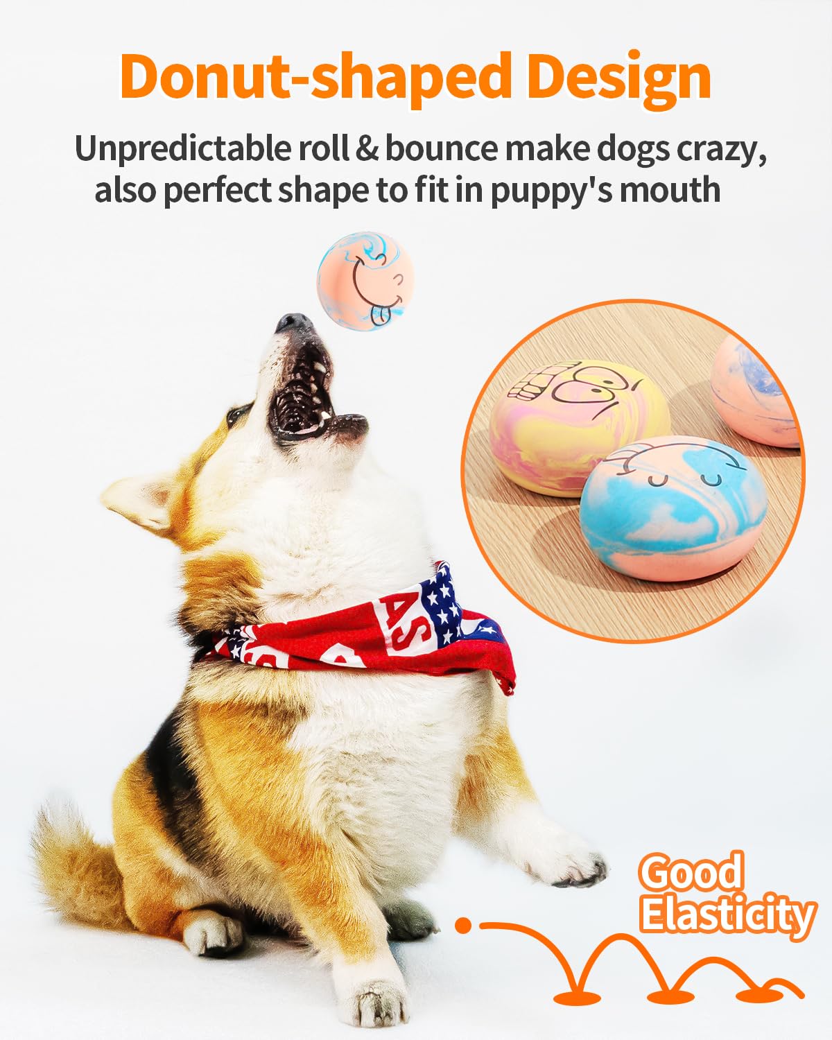 SCHITEC Squeaky Dog Toys - 6 Pack Interactive Latex Rubber Balls for Small Dogs - Multicolor, Soft Fetch Play Balls, Model CW-0118-A