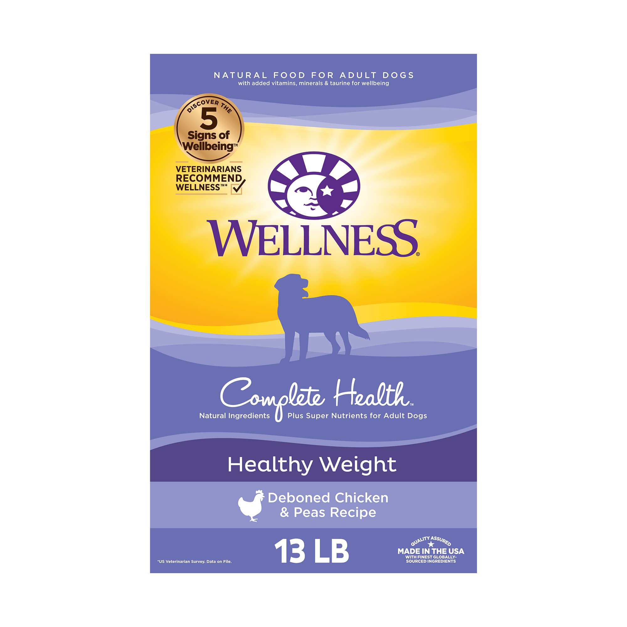 Wellness Complete Health Dry Dog Food with Grains, Natural Ingredients, Made in USA with Real Meat, All Breeds, For Adult Dogs (