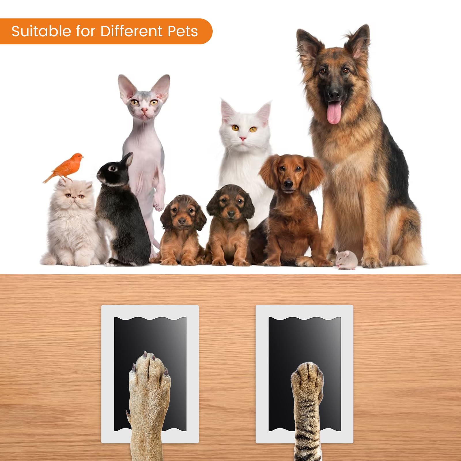 Nabance Paw Print Kit - 8 Inkless Print Pads & 16 Imprint Cards for Dogs & Cats - Black, Perfect for Small & Medium Pets