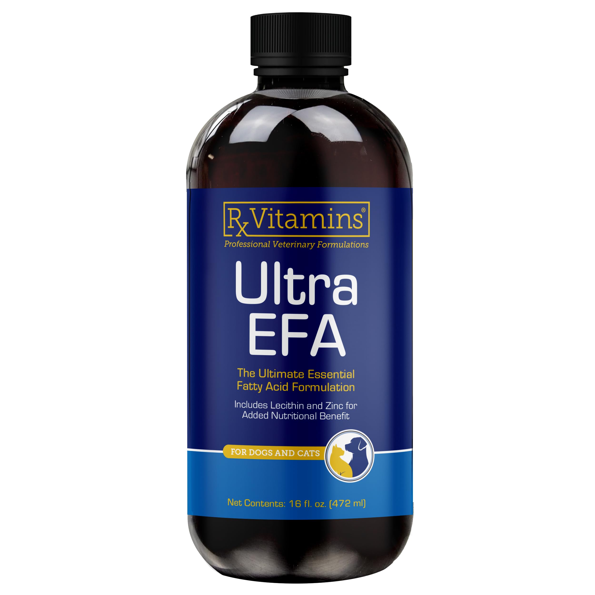 Rx Vitamins Ultra EFA Omega 3 Fish Oil for Dogs & Cats - Promotes Heart, Brain, and Joint Health with Vitamin E, Biotin, and Zin