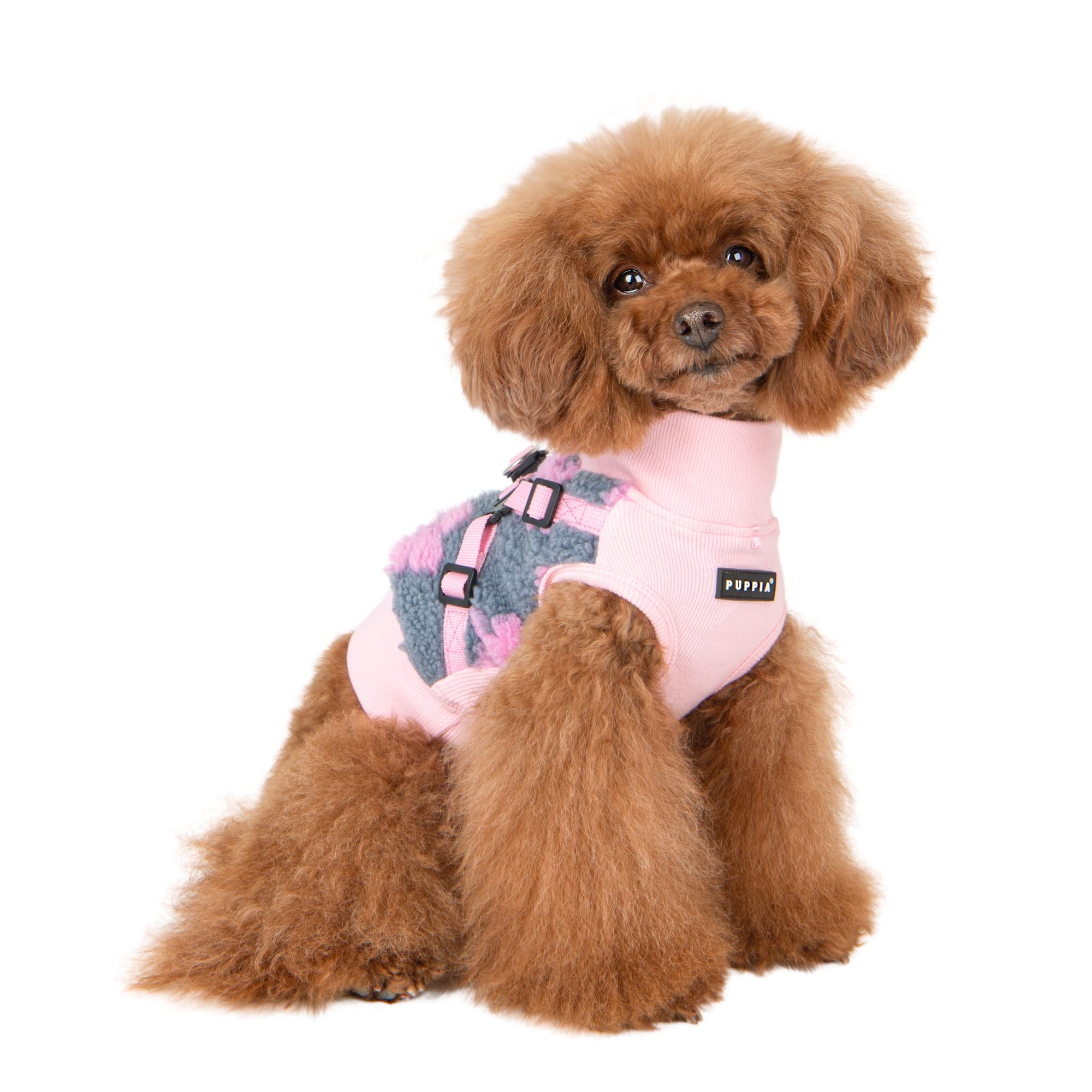 Puppia Ren Jacket Dog Harness Pullover Warm Winter Flower Pattern For Small And Medium Dog, Pink, Small