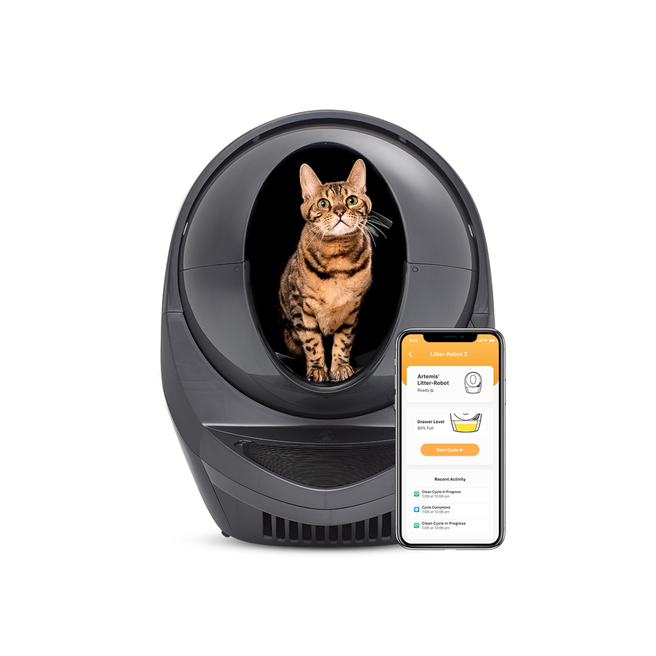 Litter-Robot 3 Connect By Whisker, Grey - Automatic, Self-Cleaning Cat Litter Box, Helps Reduce Litter Box Odors, Works With Alm